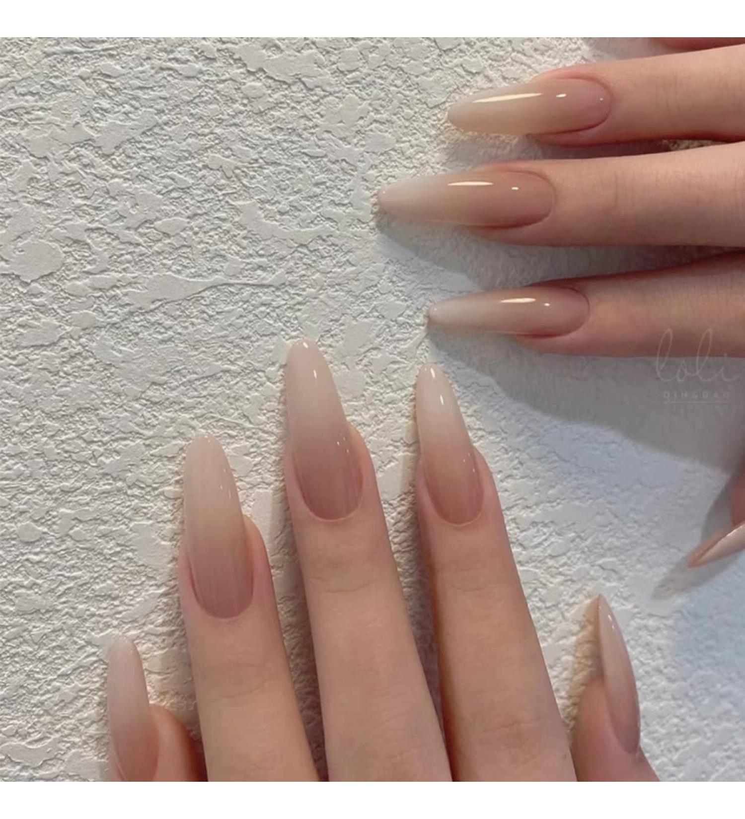 Justotry 24 Pcs Medium Gradient Brown Stiletto False Nails French Press on Nails - Short Fake Nails with Nail Glue for Women's Nail Art - Buy Online on GoSupps.com