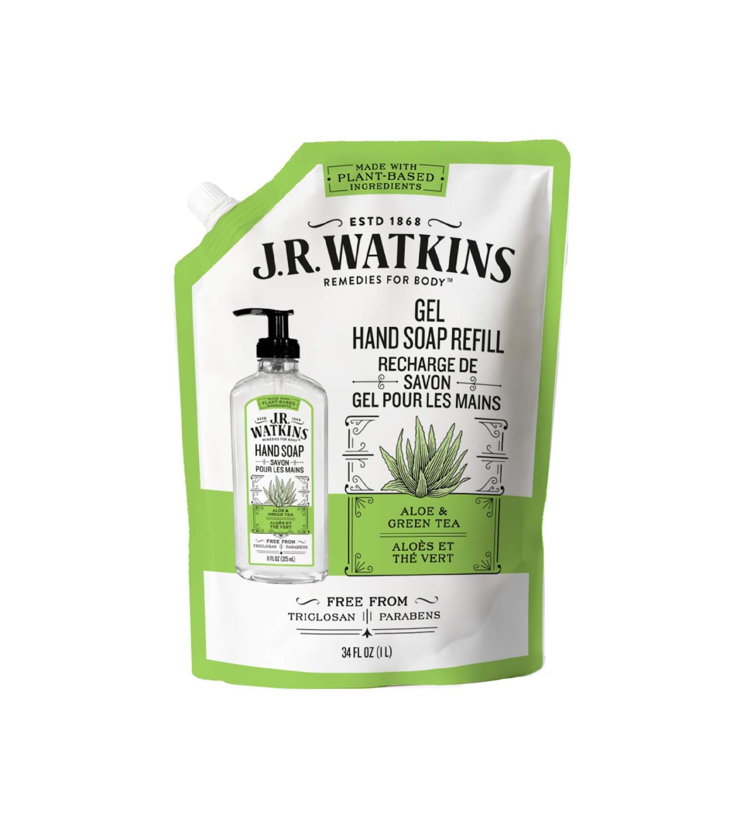 J.R. Watkins Aloe and Green Tea Hand Soap Refill - 34 fl oz - Buy Online on GoSupps.com