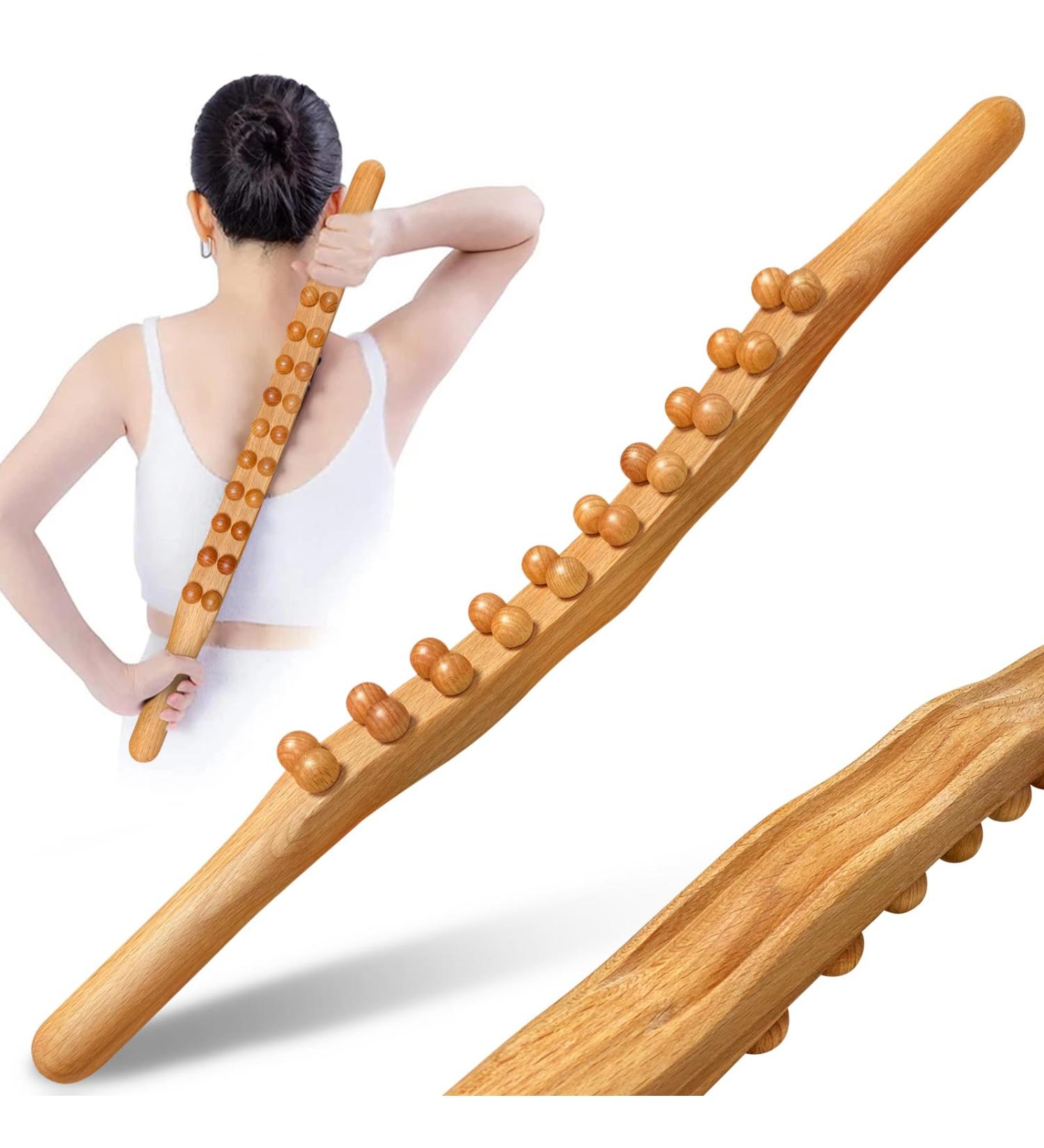 Premium Beech Wood Fascia Roller & Massage Scooter | Muscle Relaxation Body Shaping & Anti-Cellulite Gua Sha Tool - Buy Online on GoSupps.com