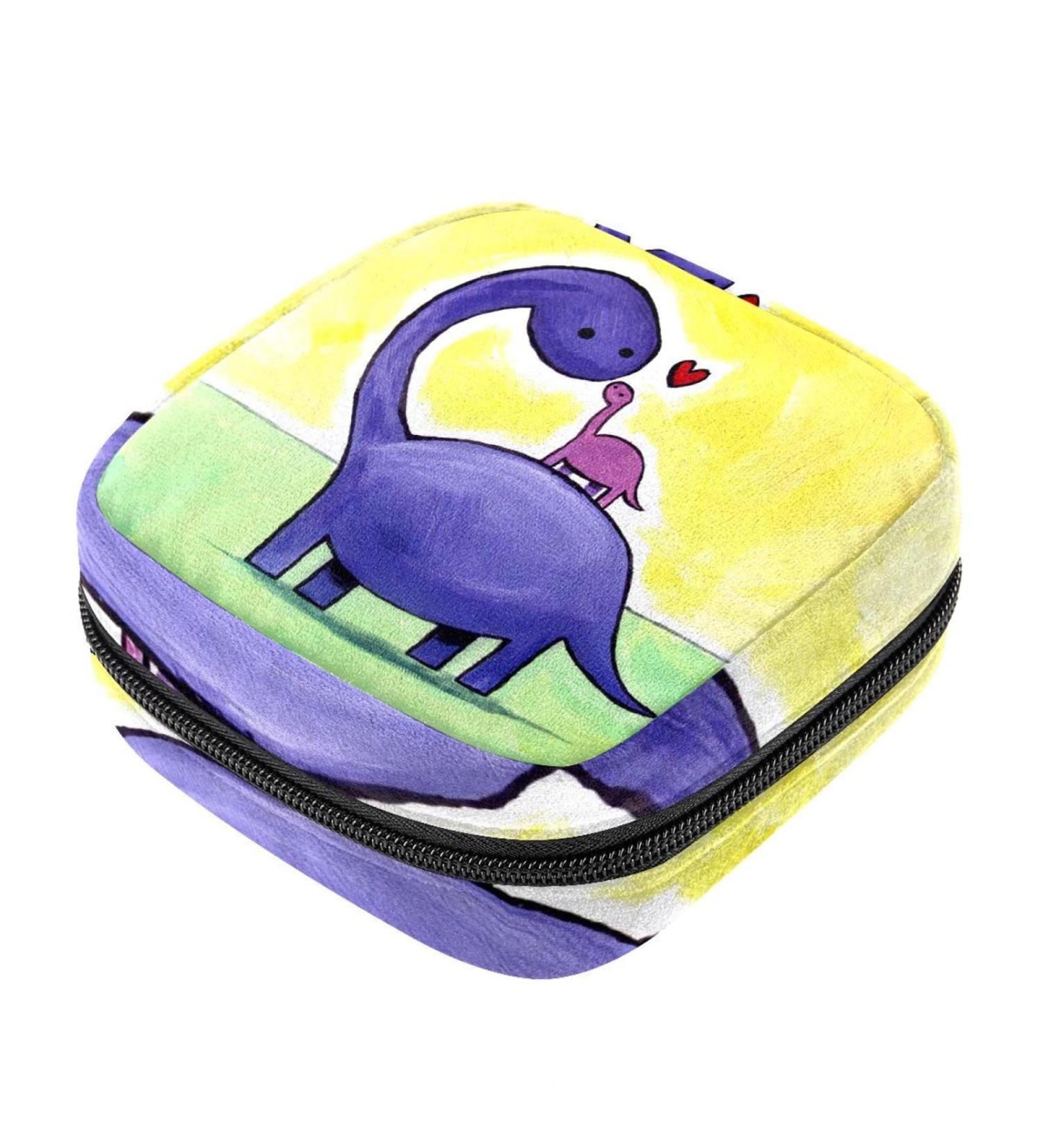 Stylish Menstruation Pad Bag with Zipper - Cute Dinosaur Design for Women and Girls | Ideal Tampon & Napkin Organizer - Buy Online on GoSupps.com