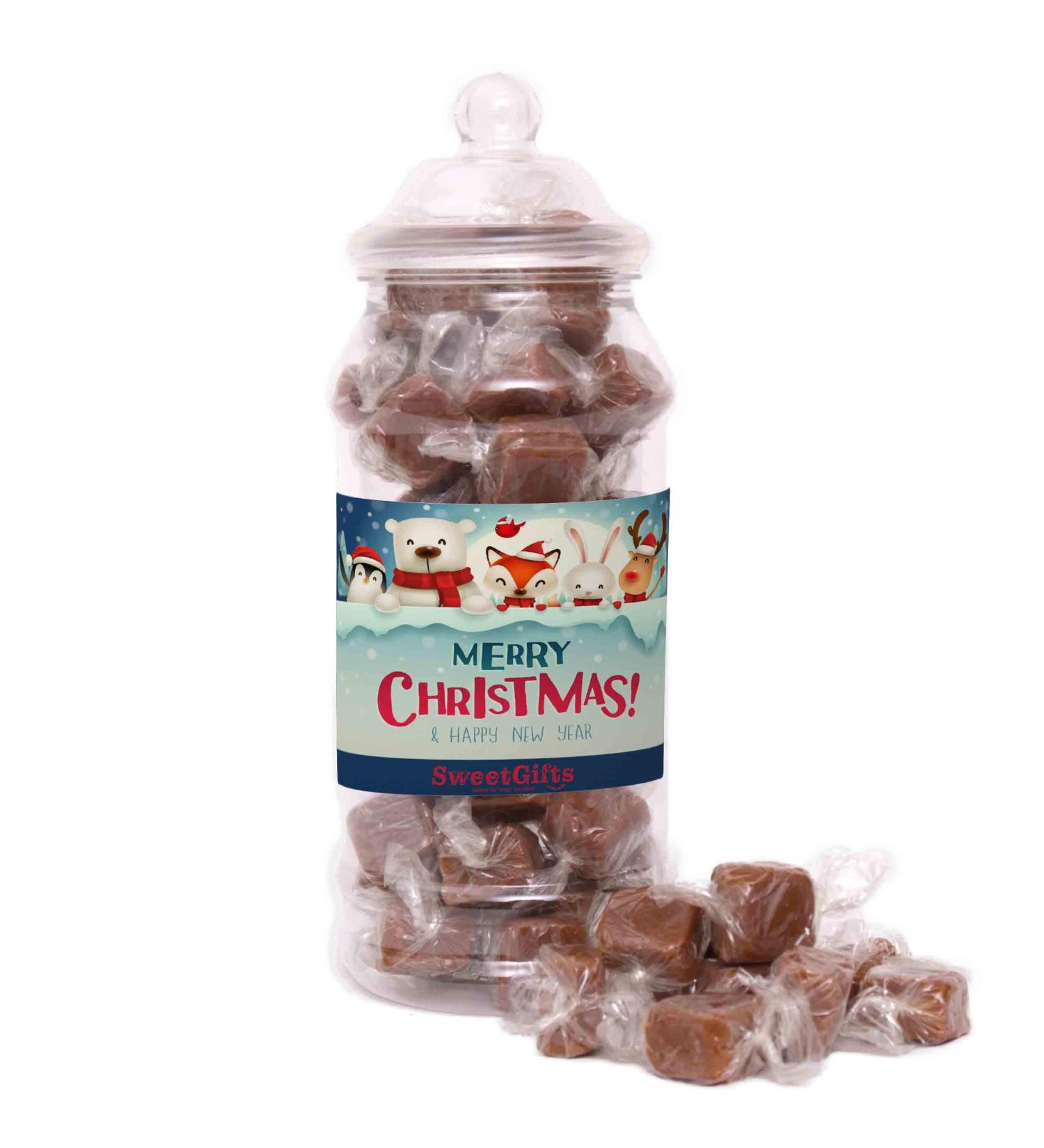 Sweet Gifts Christmas Sweets Jars - Wrapped Vanilla Fudge - Christmas Snow Label - Medium Jar - 500grams - Buy Online on GoSupps.com