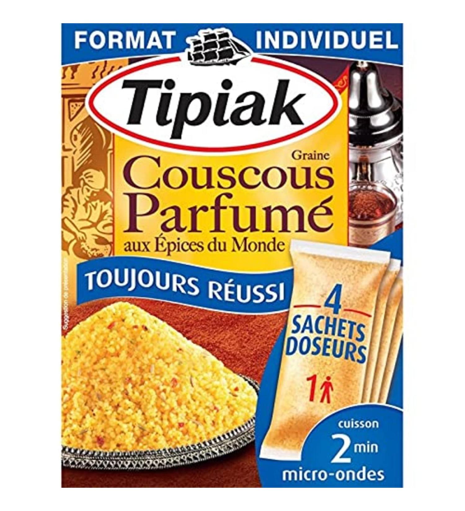 Tipiak Tipiak Couscous Flavored with Spices of the World 4 Sachets 2-Minute Cooking Time 4 x 65g