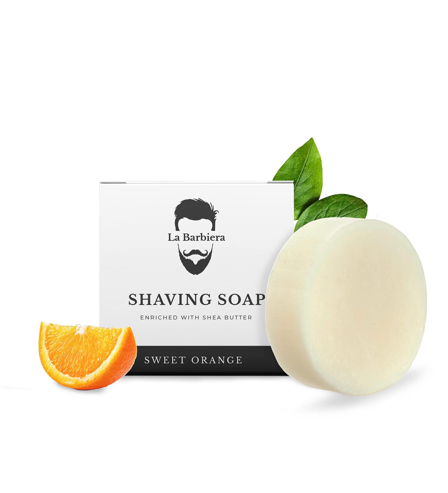La Barbiera Solid Shaving Soap | 60g Refill Puck | Vegan and Plastic Free (Sweet Orange) Natural