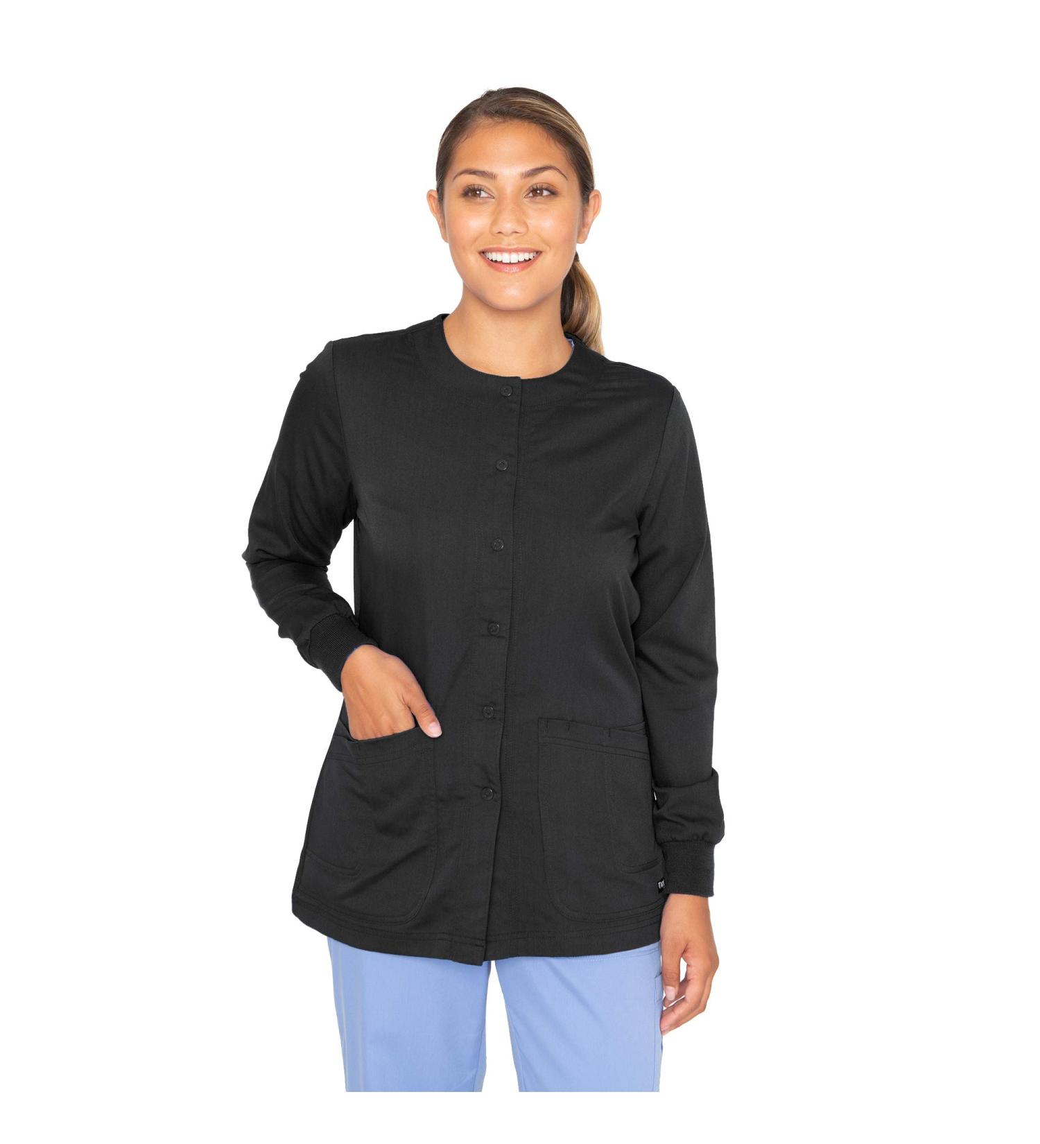 Grey's Anatomy Scrubs Jamie Warm-Up Jacket - Women's Fitted Super-Soft Scrub Jacket - Black, Medium - Buy Online on GoSupps.com