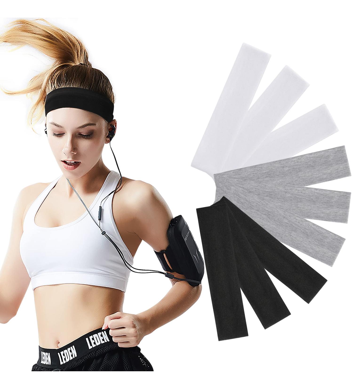 9Pcs Cotton Workout Headbands for Women and Men - Soft, Sweat-Wicking, Stretchy Headbands for Sports, Yoga, Running - 2.5 inch Wide - 3 Colors - Buy Online on GoSupps.com