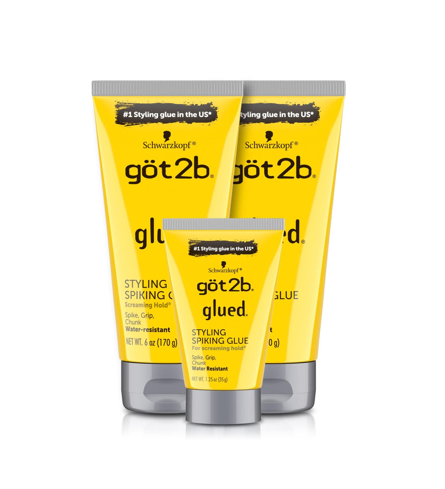 Got2B Glued Styling Spiking Hair Gel Set - 2x6oz Tubes + 1 Travel 1.25oz Tube - Buy Online on GoSupps.com
