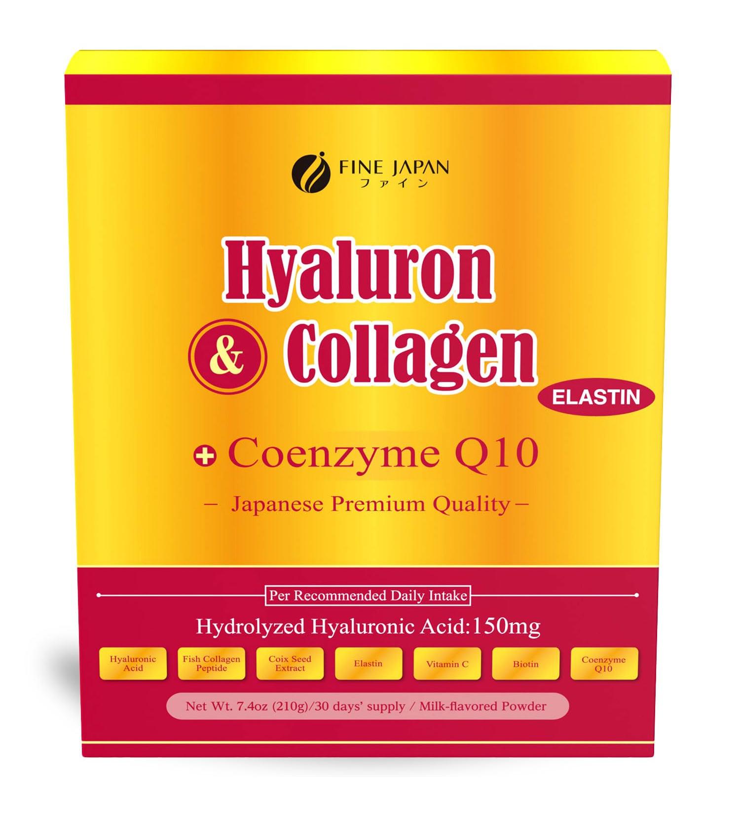 FINE JAPAN Premium Marine Collagen Powder with Hyaluronic Acid, CoQ10 & Elastin - Non-GMO - 30 Servings (210g / 7.4oz) Made in Japan - Buy Online on GoSupps.com
