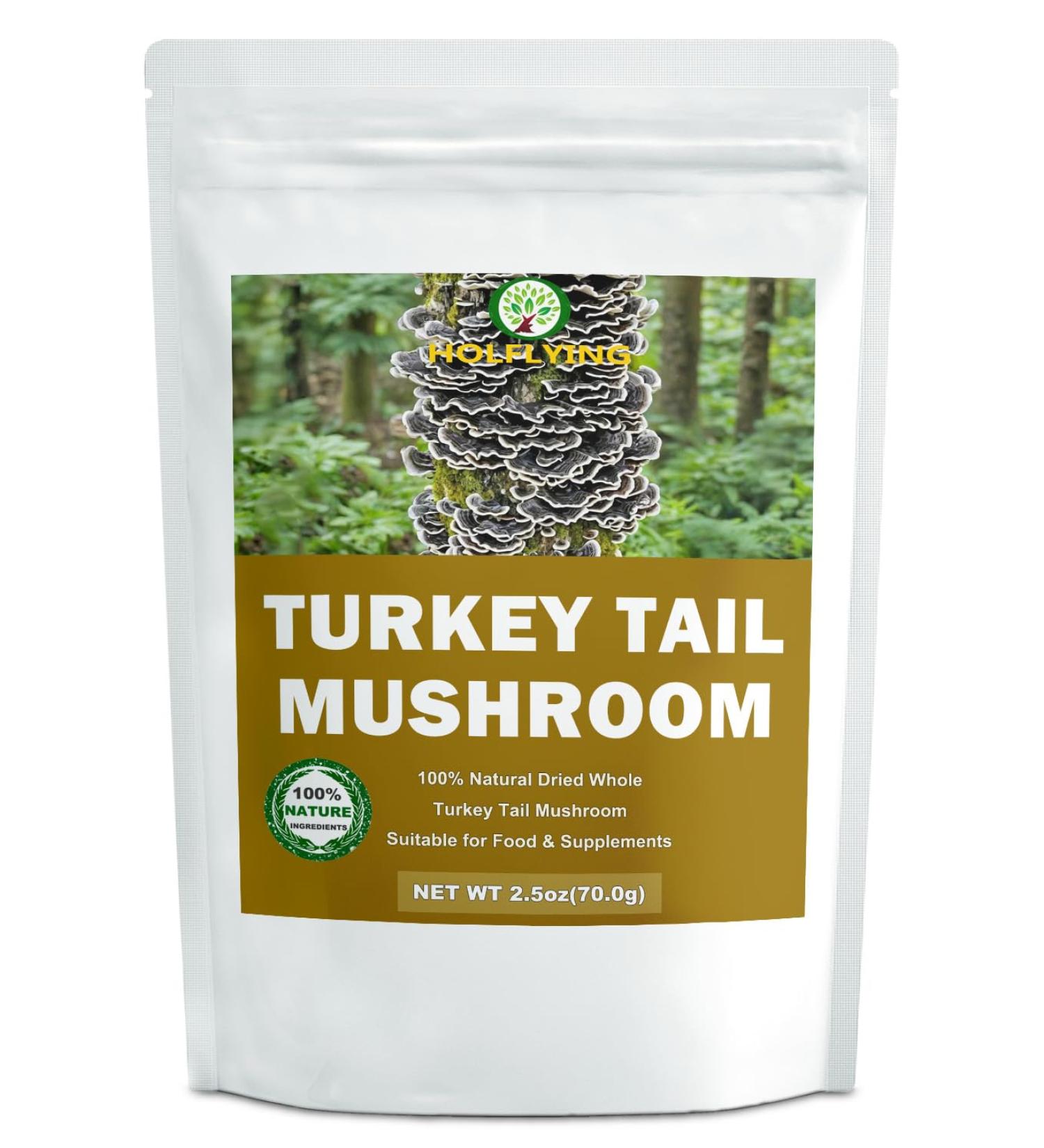 Dried Whole Turkey Tail Mushrooms - 2.5 oz All-Natural Turkey Tail Mushrooms for Cooking Soup Tea and Vegan Recipes No Additives No GMO - Buy Online on GoSupps.com