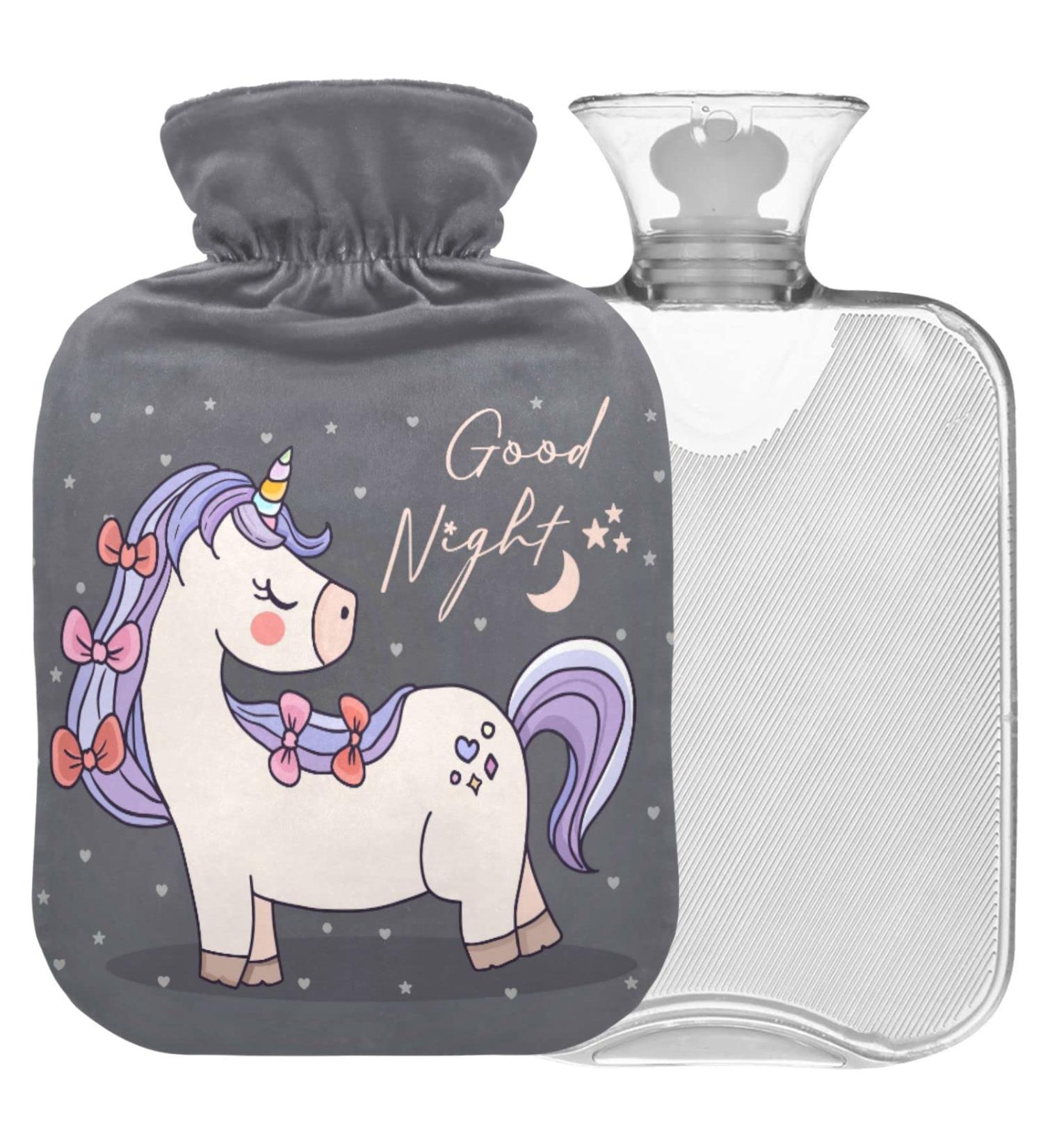 Naanle Unicorn Hot Water Bottle - 2L Transparent Bed Warmer for Pain Relief & Cold Therapy | Ideal for Hands & Feet - Buy Online on GoSupps.com