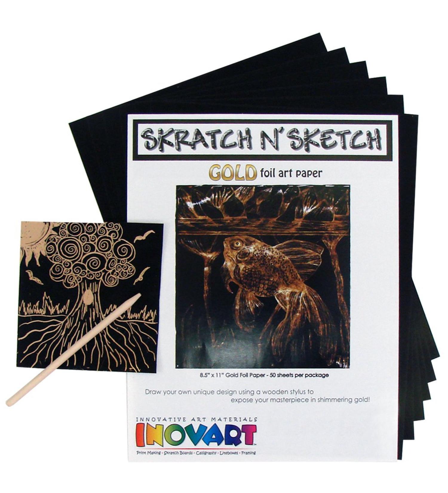 INOVART Skratch n Sketch Gold Foil Scratch Paper