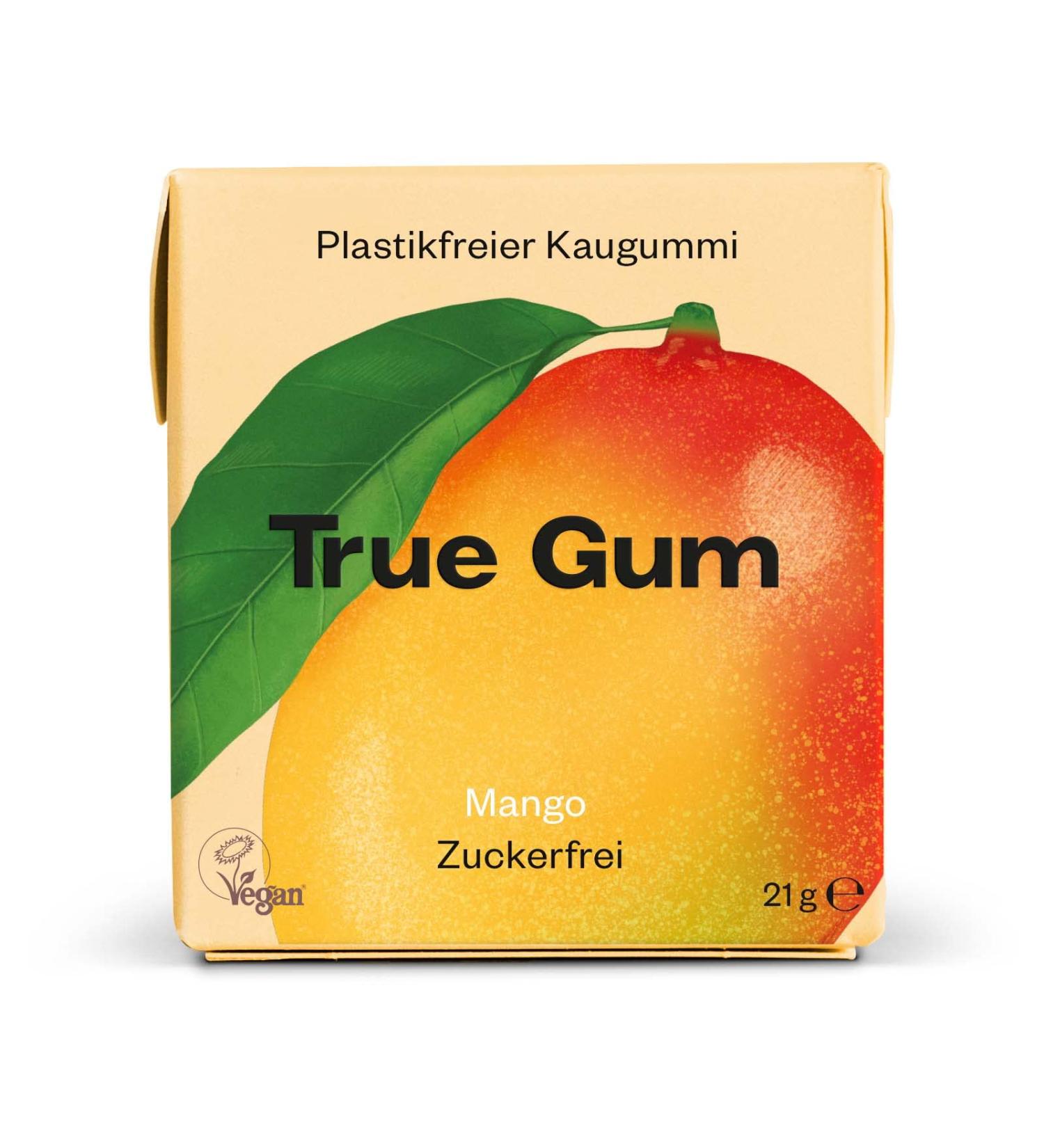 True Gum: MANGO | Plastic-free chewing gum | Biodegradable | Vegan | 21 g