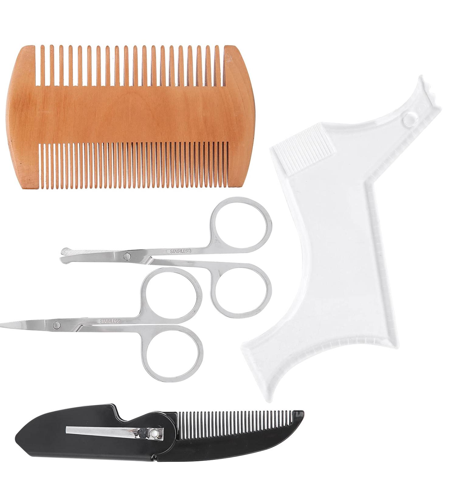 Beard Shaping Template Easy Use Stainless Steel Material Meet Different Demands Beard Styling Tool Set for Shape Cheek Line for Shape Neck Line - Buy Online on GoSupps.com