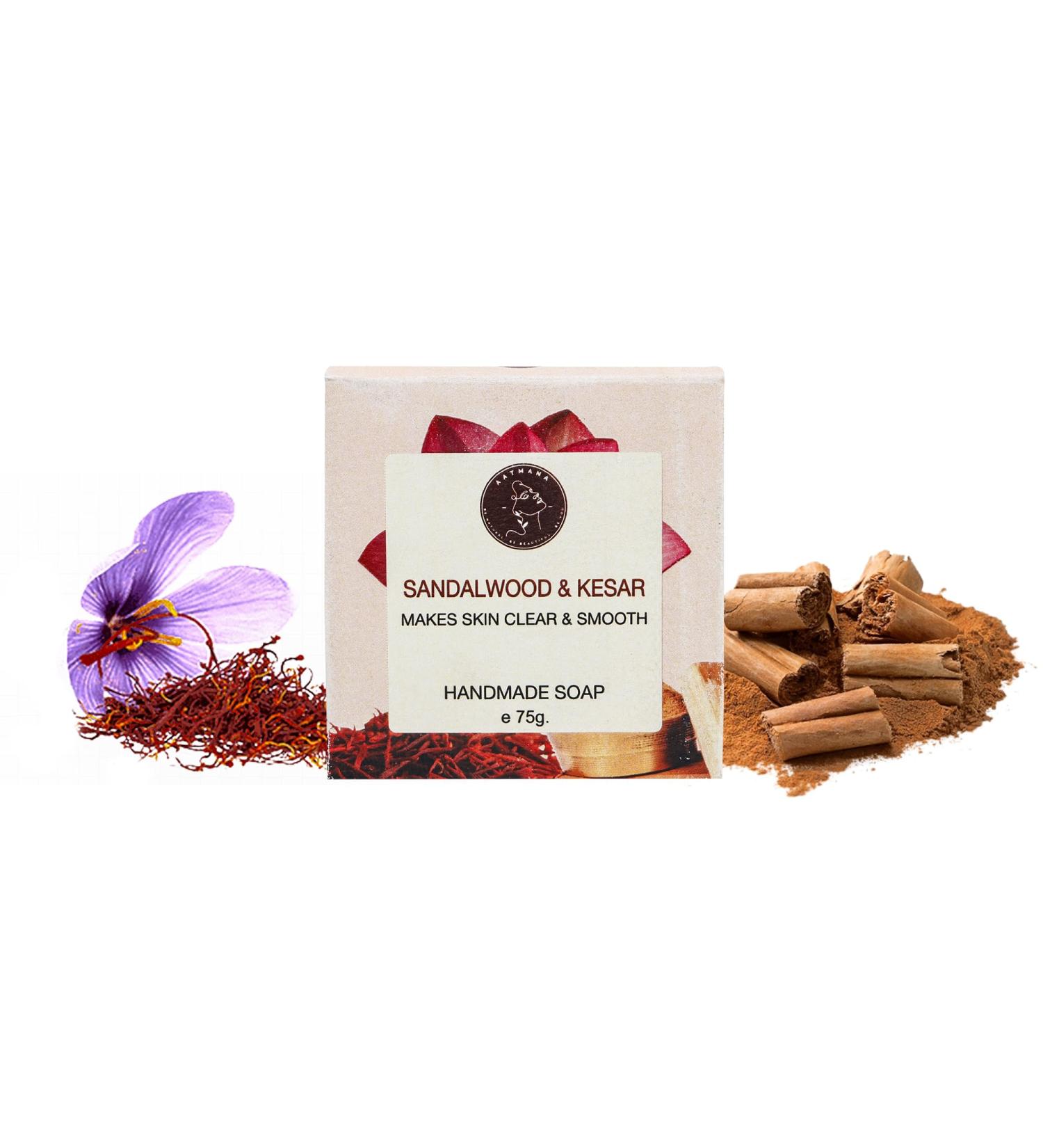 Sandalwood Saffron Handmade Natural Soap for Men & Women | Moisturizing Bar Soap Set (3 Bars 7.9 Oz) | Ideal for Body & Face Care - Buy Online on GoSupps.com