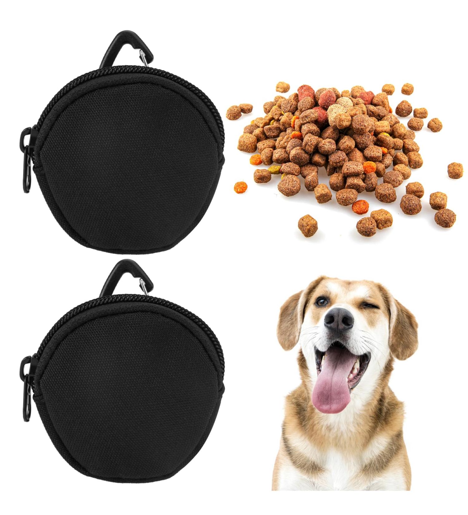 2 Pack Portable Dog Training Treat Bags - Reusable Snack Bags with Carabiner for Travel & Walks - Ideal for Small Dogs - Buy Online on GoSupps.com