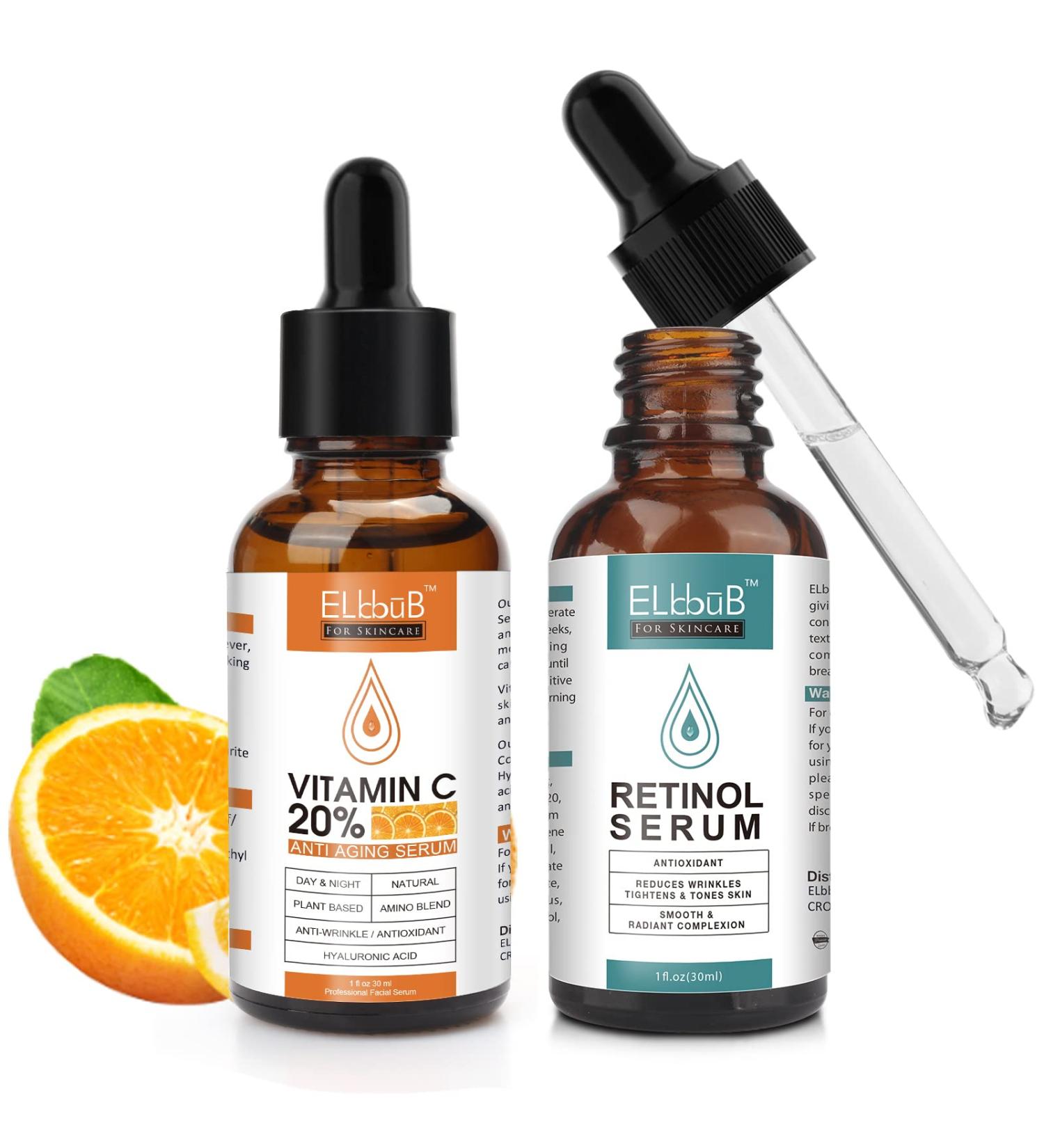 Day-Night Anti Aging Vitamin C Serum Retinol Serum For Face with Retinol & Amino Acids - Boost Skin Collagen,Hydrate & Plump Skin Facial Serum - Buy Online on GoSupps.com