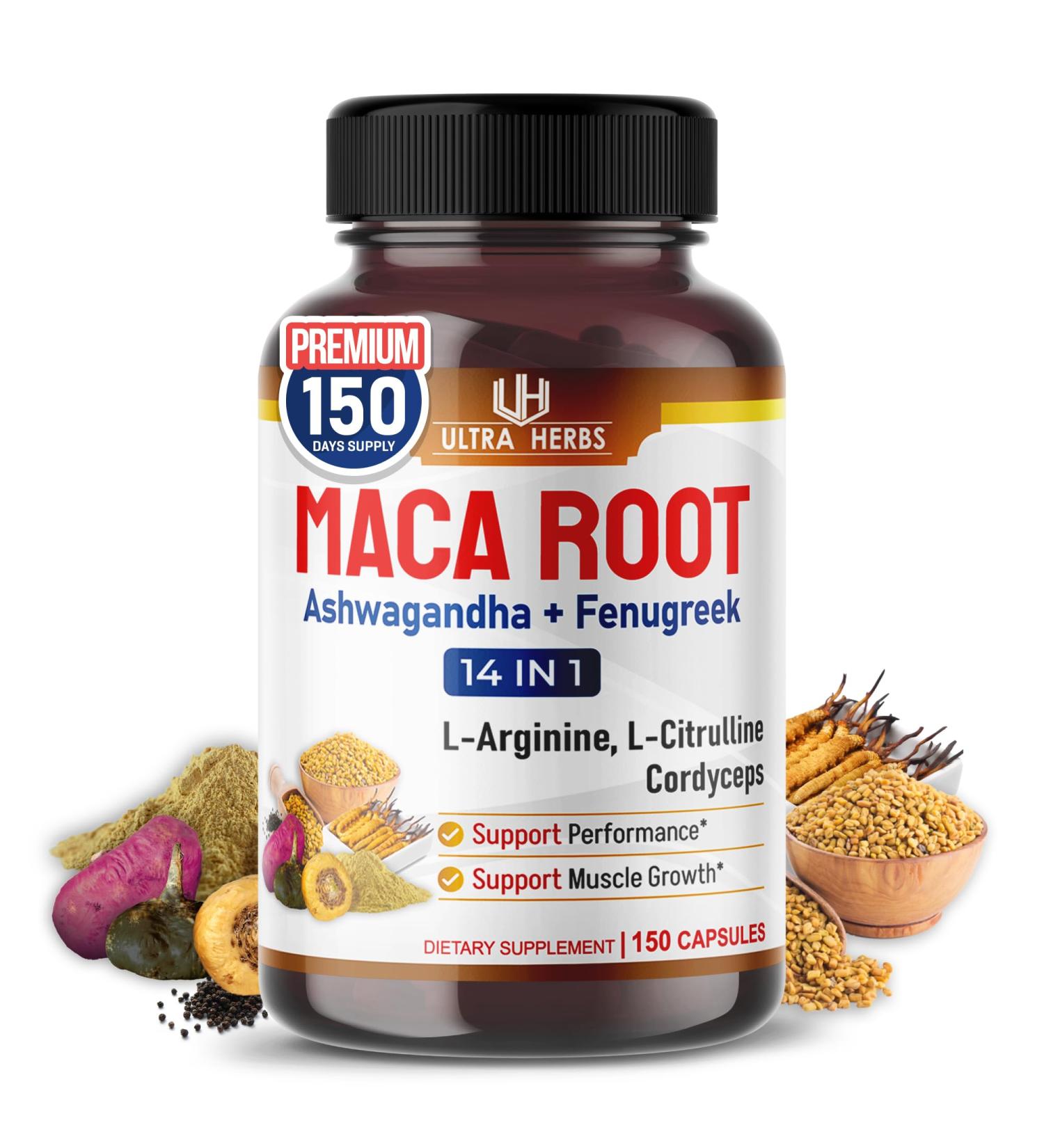 Peruana Maca Root Black, Red, Yellow | Maca Root Capsules Enhanced with Ginseng, Ashwagandha, Fenugreek | Support Stamina, Performance & Mood | 150 Capsules 150 count (pack of 1) - Buy Online on GoSupps.com