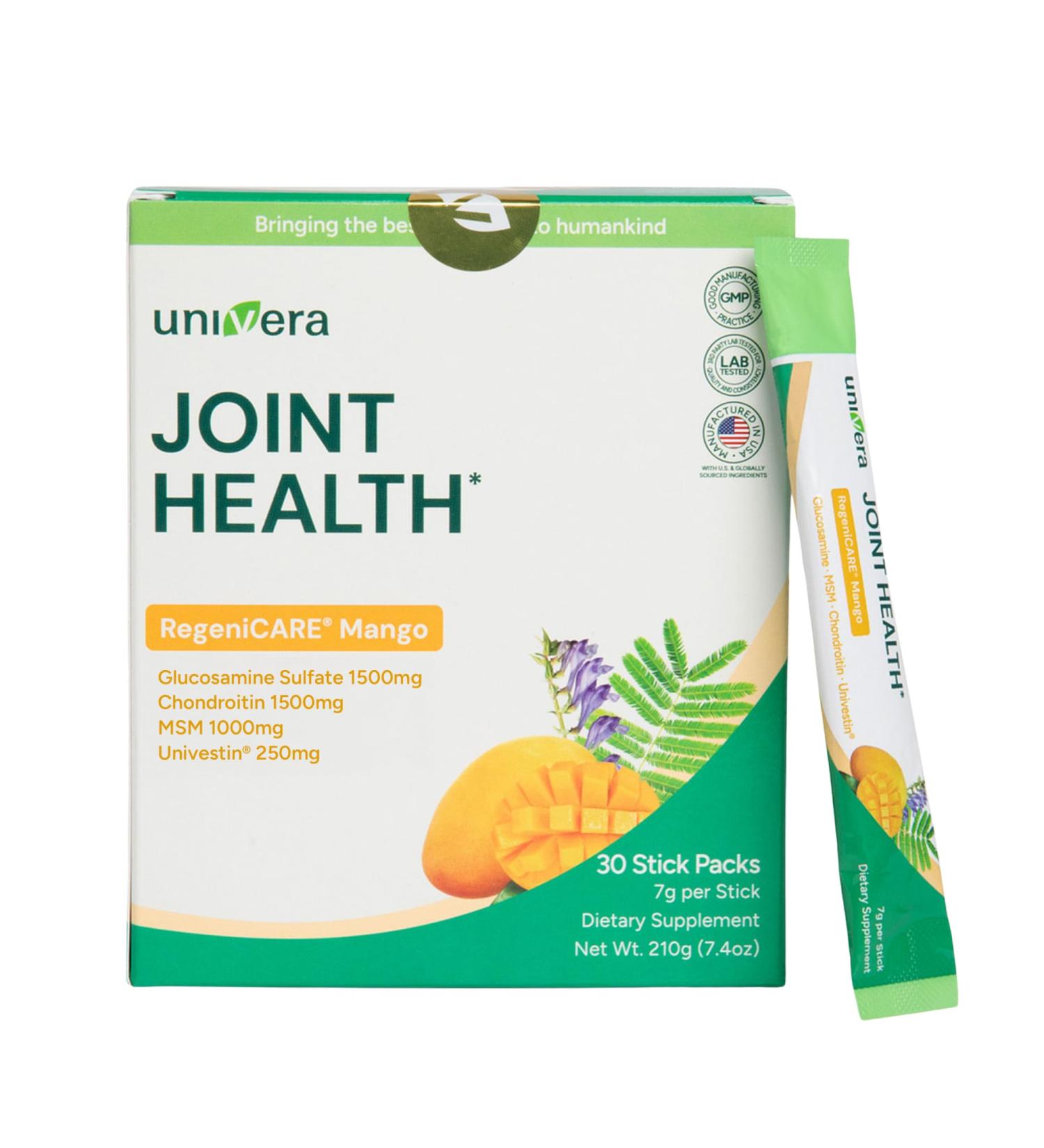 Glucosamine, Chondroitin, MSM and Univestin, All-in-one Joint Support, Easy to Carry, Mango Flavor (30-Day Supply) Mango 7.4 Ounce (Pack of 1) - Buy Online on GoSupps.com