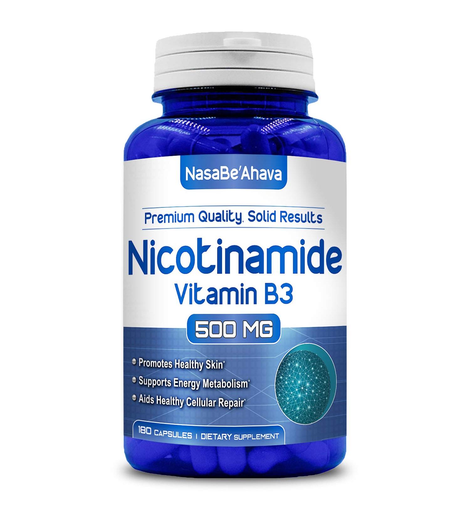 NasaBeahava Nicotinamide 500mg - 180 Veggie Capsules, NAD Booster for Anti-Aging, DNA Repair, Skin Health & Energy - Flush Free Vitamin B3 - Buy Online on GoSupps.com