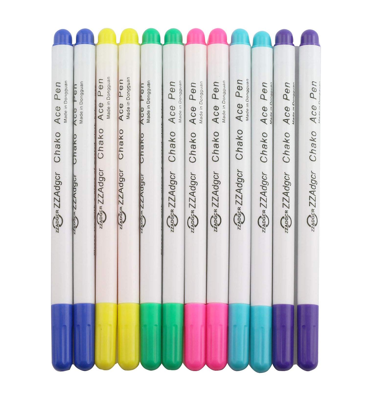 12PCS Disappearing Ink Fabric Marker Pen Set - Washable Vanishing Air Erasable Pen for Sewing Art and Lettering (6 Colors) - Buy Online on GoSupps.com