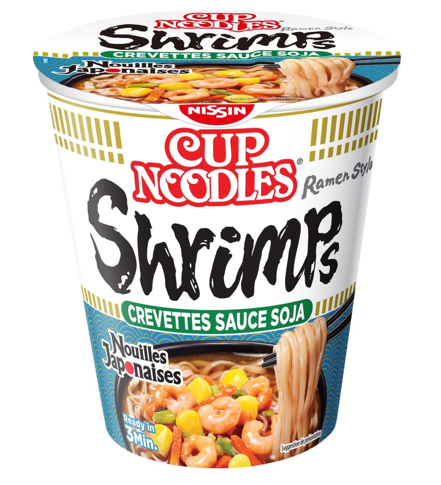 NISSIN Japanese Noodles - Soy Sauce Shrimps Flavor - 1 box of 8 cups of 63g - Buy Online on GoSupps.com