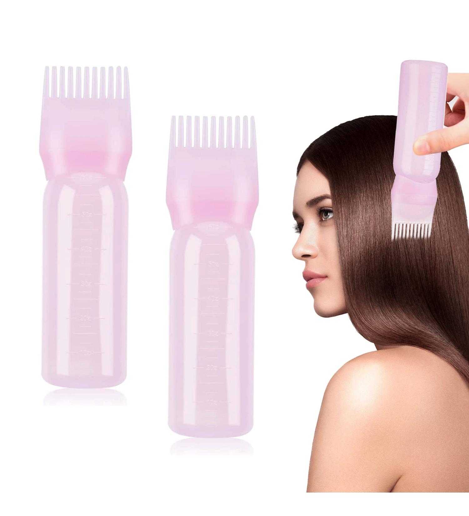 2pcs Pink Root Comb & Oil Applicator Bottle for Hair Treatment at Home - Buy Online on GoSupps.com