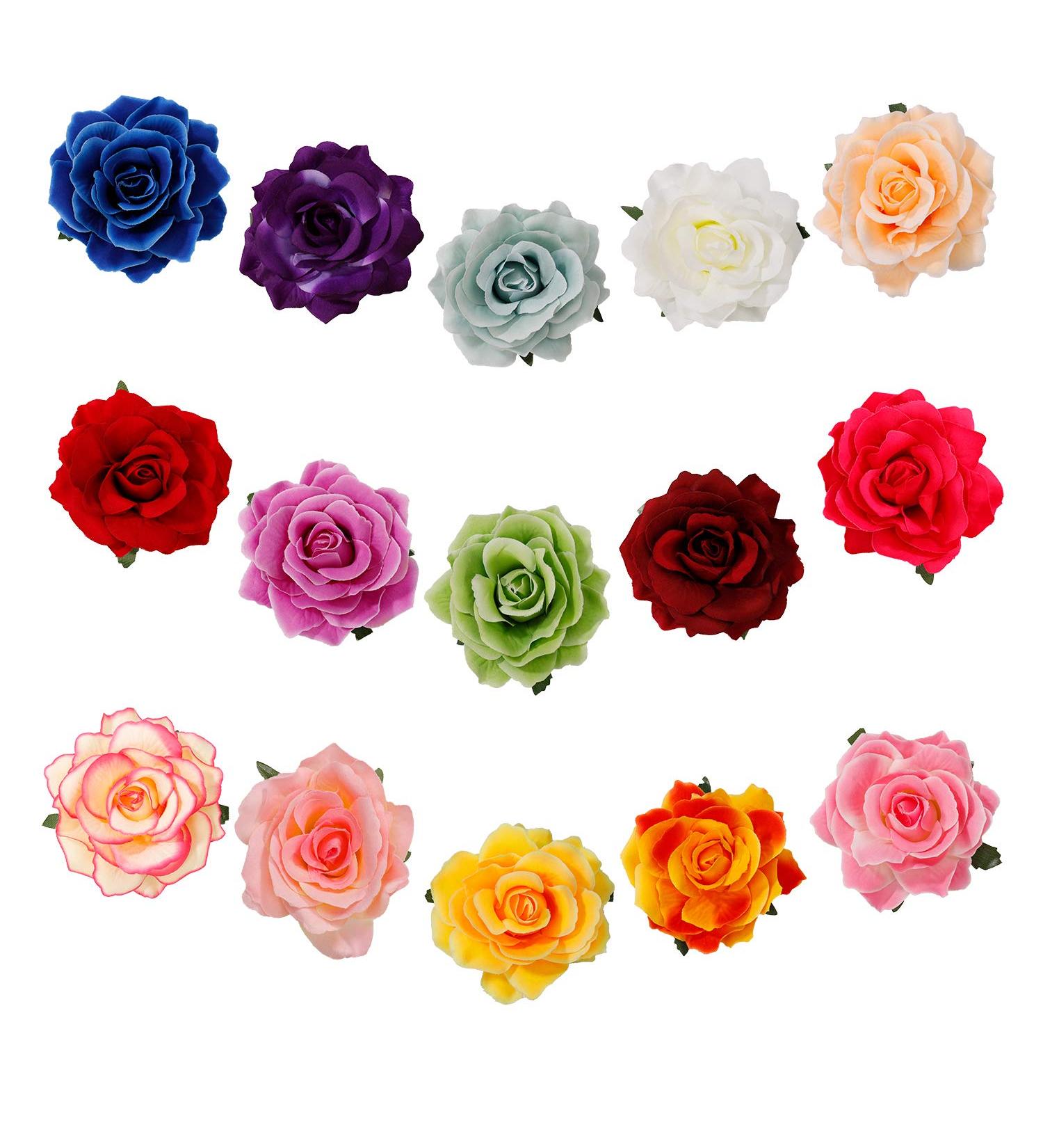 15-Piece Multicolored Flower Hair Clips Set - Rose Wedding Accessories for Women Girls & Children - Buy Online on GoSupps.com