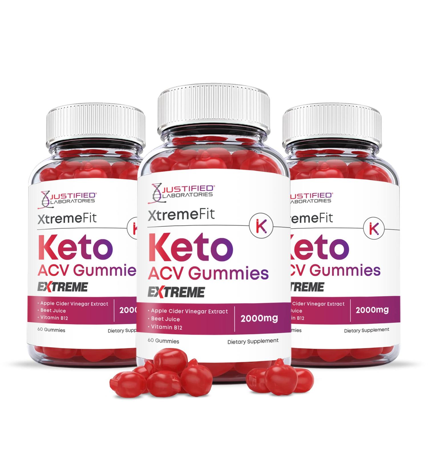 Xtreme Fit Keto ACV Gummies - 3 Pack 2000MG Vegan Non-GMO with Pomegranate Juice & Beet Root - 180 Gummies - Buy Online on GoSupps.com