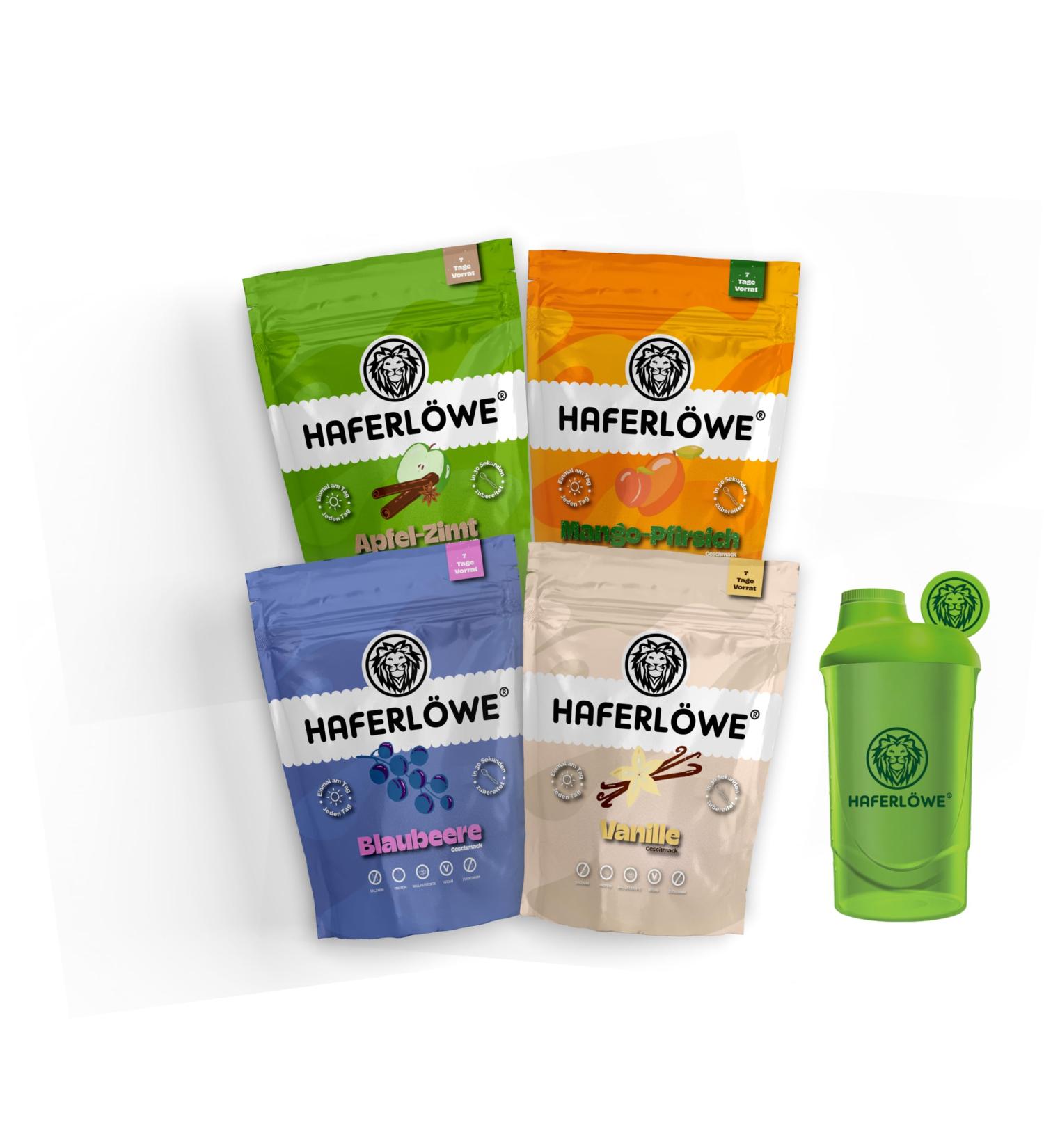 Haferlwe Haferkur Starter-Set | Oat Days Meal for Type 2 Diabetics | 4 Delicious Flavors | Includes Shaker & Guide | International Shipping Available - Buy Online on GoSupps.com