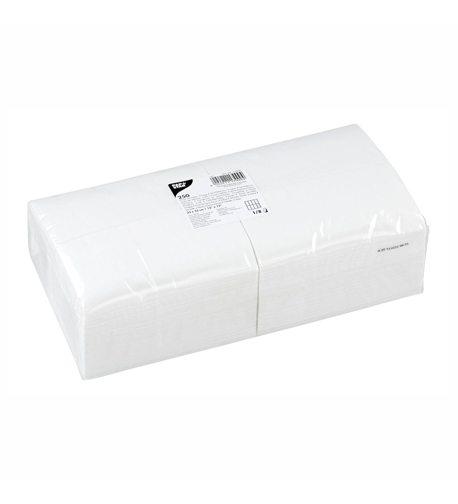 Papstar napkins / Tissueserviette white (250 pieces) 33 x 33 cm 2-layer 1 /8 fold ideal for gastronomy household or festivals environmentally friendly FSC-certified material #17999