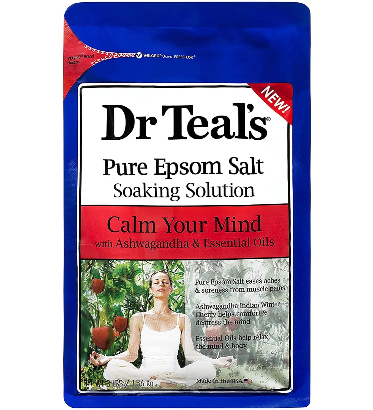 Dr Teal's Epsom Salt Calm Your Mind with Ashwagandha - 1.36 kg | Relaxation & Stress Relief | International Shipping Available - Buy Online on GoSupps.com