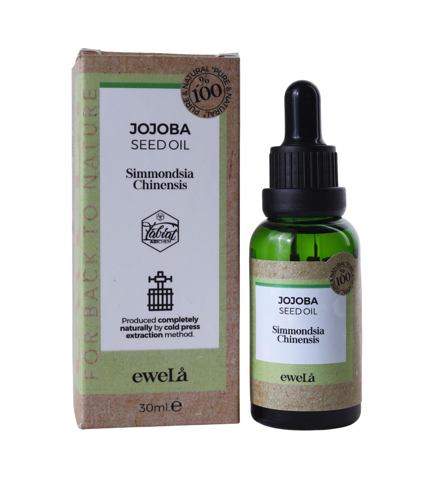 Ewela Jojoba Oil 100% Pure Cold Pressed 1 Fl Oz Lightweight Non-Greasy Carrier Oil for Skin Hair Aromatherapy Unrefined - Buy Online on GoSupps.com