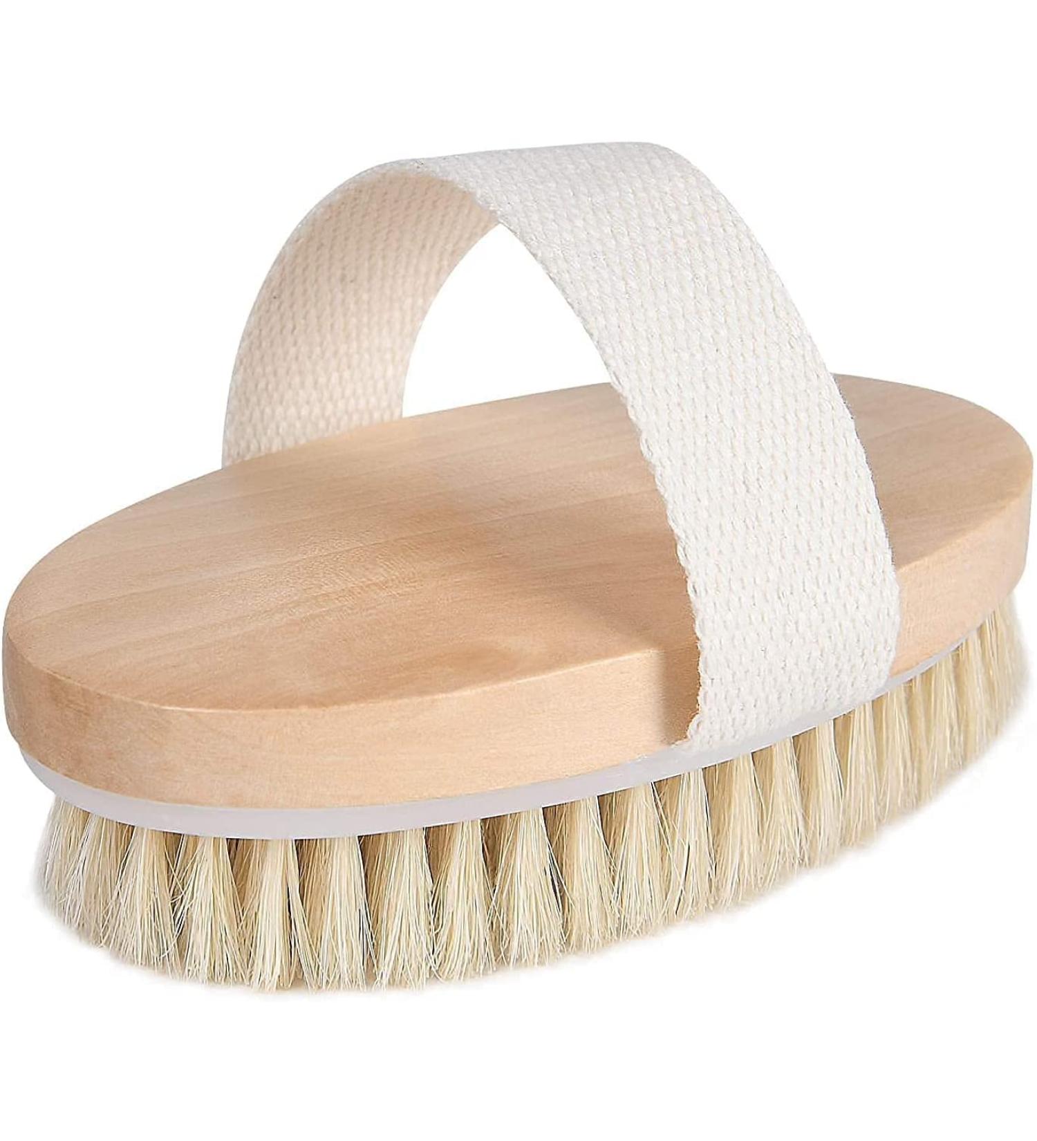 URAQT Natural Bristle Body Brush for Exfoliating and Massage | Dry Brushing Back Scrubber | Improve Blood Circulation and Reduce Cellulite - Buy Online on GoSupps.com