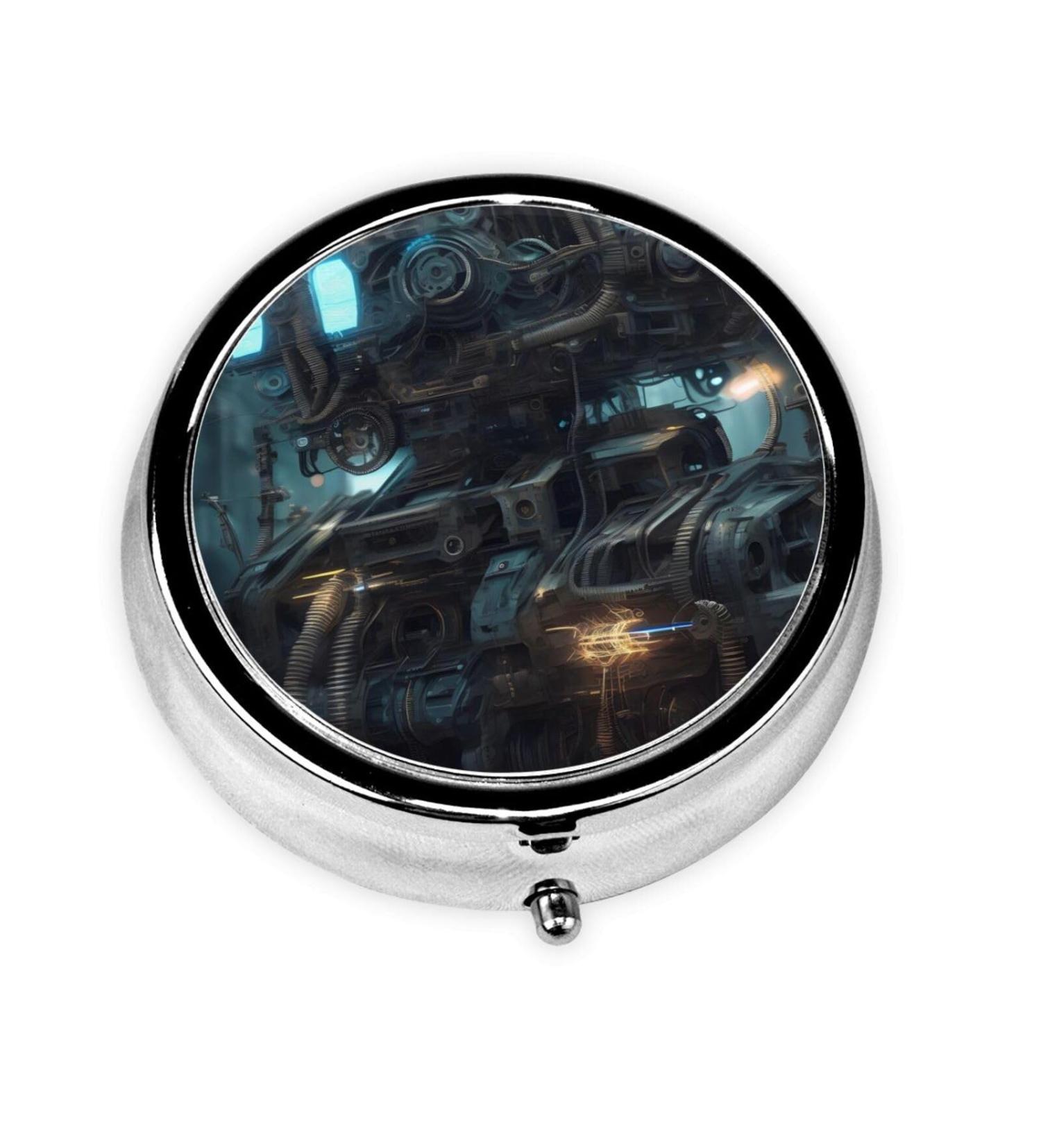 Future Robot Round Pill Box - 3 Compartment Portable Organizer for Travel - Best International Shipping Available - Buy Online on GoSupps.com