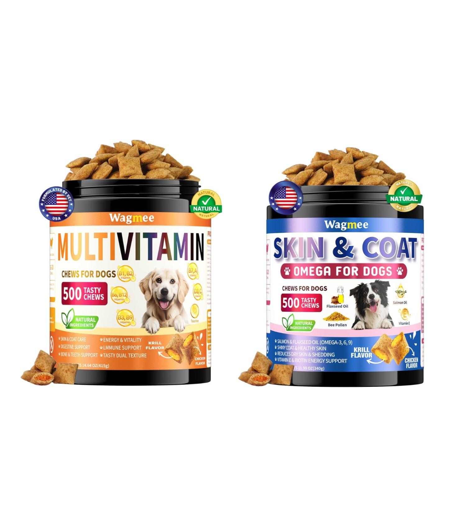 Omega 3 for Dogs 500 Chews Skin & Coat Supplement for Dog and Dog Multivitamin - Buy Online on GoSupps.com