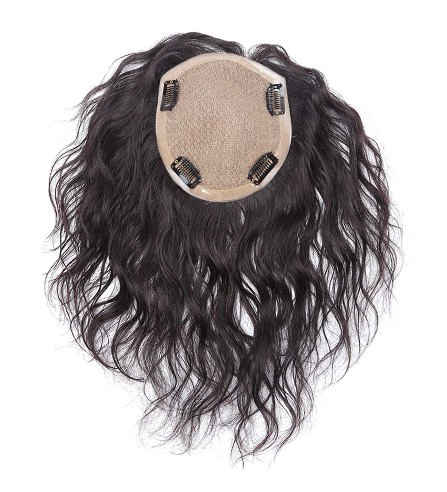 Yanamy Curly Real Hair Attachments - 14x14 cm Silk Base Crown Part for Thinner Hair - Natural Black 20.3 cm - Buy Online on GoSupps.com