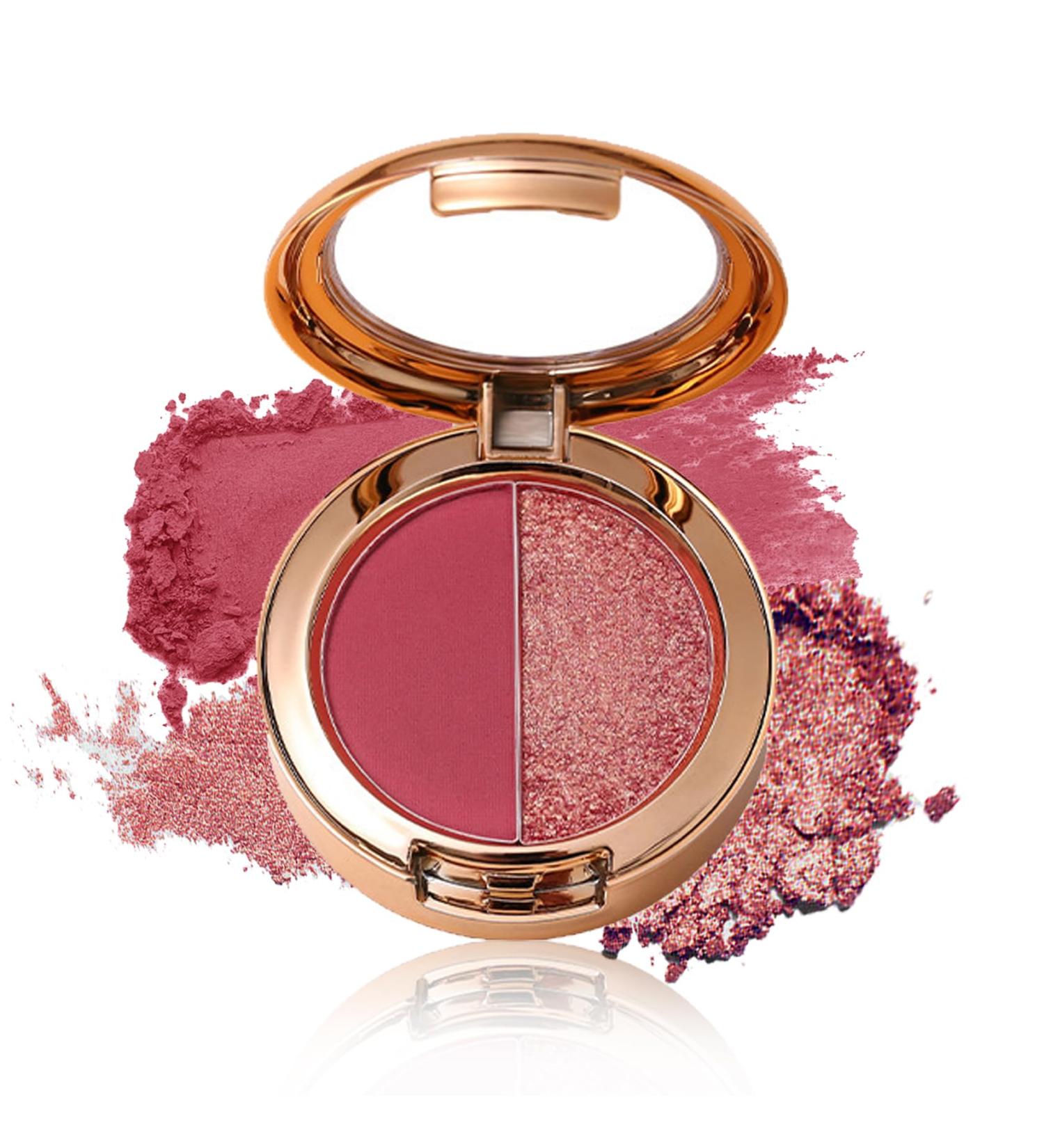 Double Color Eyeshadow Palette - High Pigment Matte & Glitter Eye Makeup - 02 Plum Red - Buy Online on GoSupps.com