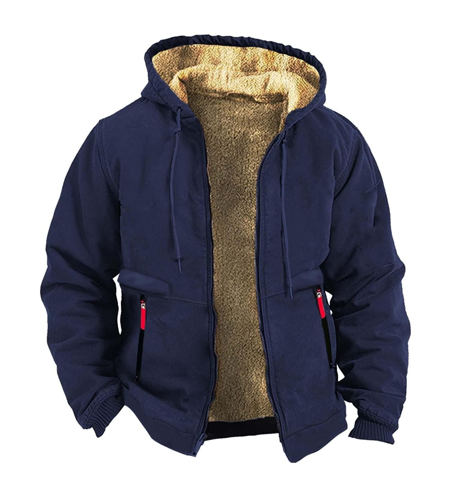 Hanxiulin Oversized Plush Jacket for Men - Warm Lined Fleece Hoodie Slim Fit Trench Coat Winter Outerwear XXL - Buy Online on GoSupps.com