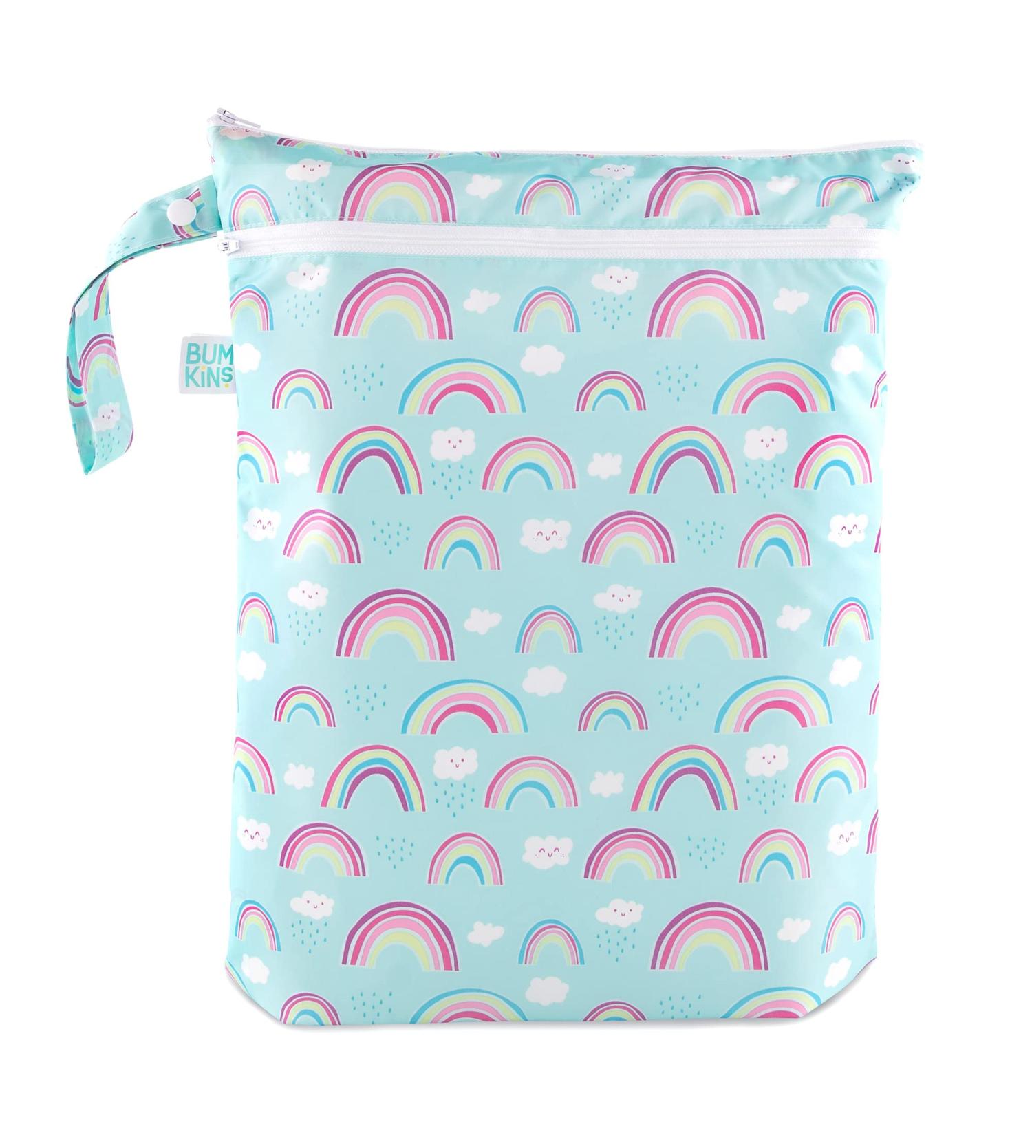 Bumkins Waterproof Wet Bag/Dry Bag  Washable  Reusable for Travel  Beach  Pool  Stroller  Diapers  Dirty Gym Clothes  Wet Swimsuits  Toiletries  12 x 16  Rainbows - Buy Online on GoSupps.com