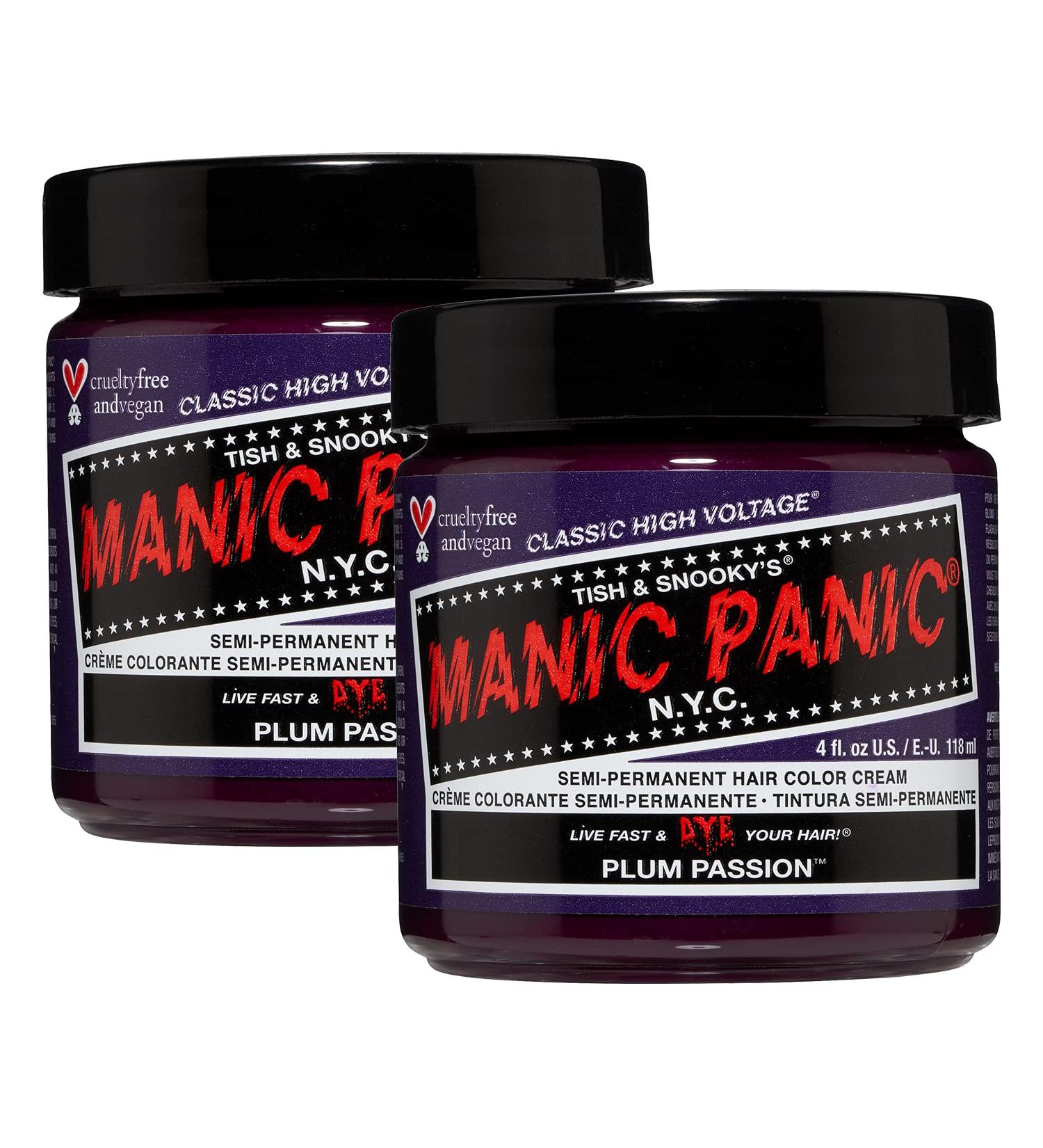 Manic Panic Plum Passion Hair Dye 2-Pack | Vegan Cruelty-Free Purple Semi-Permanent Color 118ml Each - Buy Online on GoSupps.com
