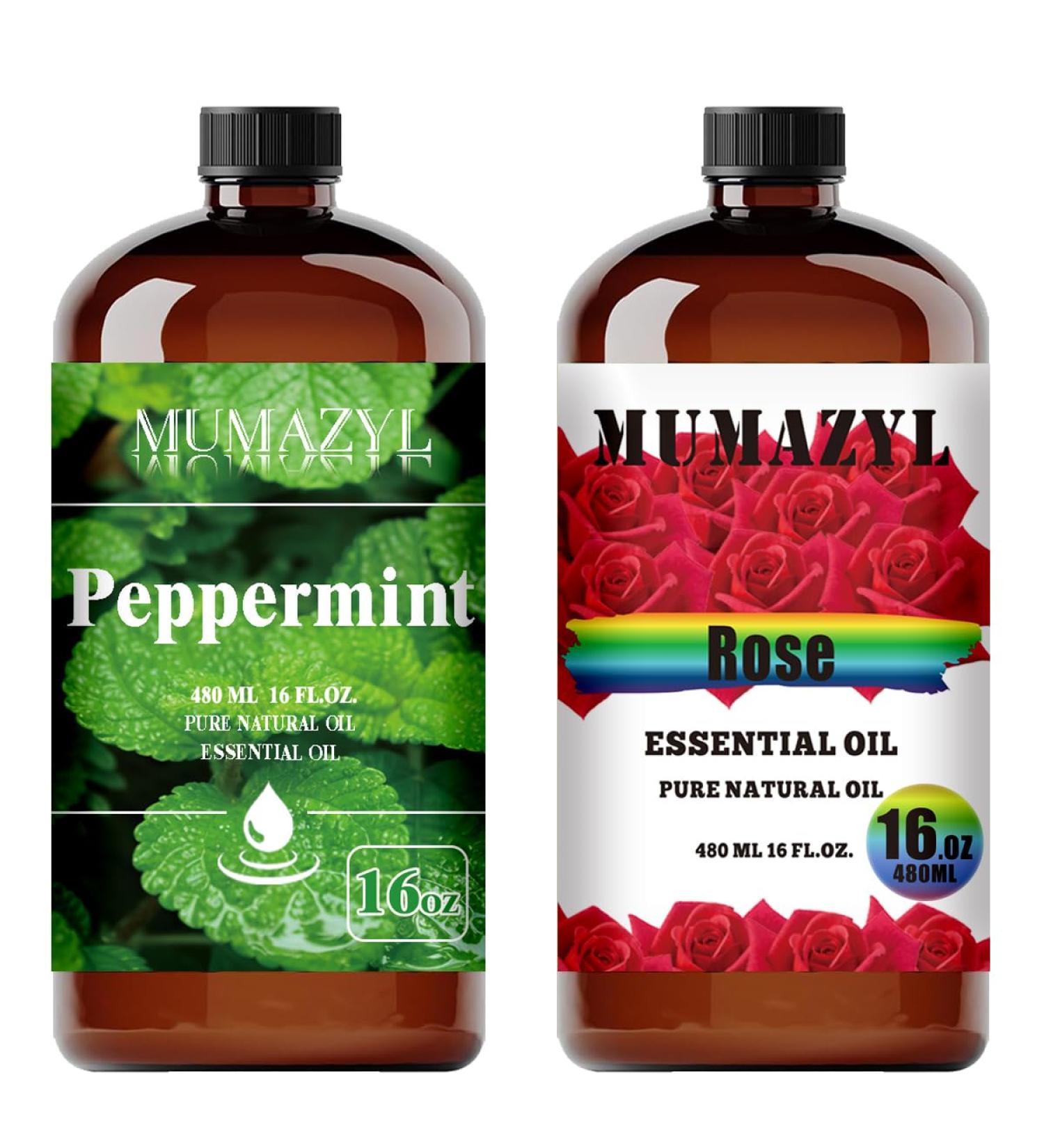 Peppermint Essential Oil and Rose Essential Oil 16 Fl Oz 480ML for Halloween Thanksgiving Day Christmas New Year's Day Gifts - Buy Online on GoSupps.com