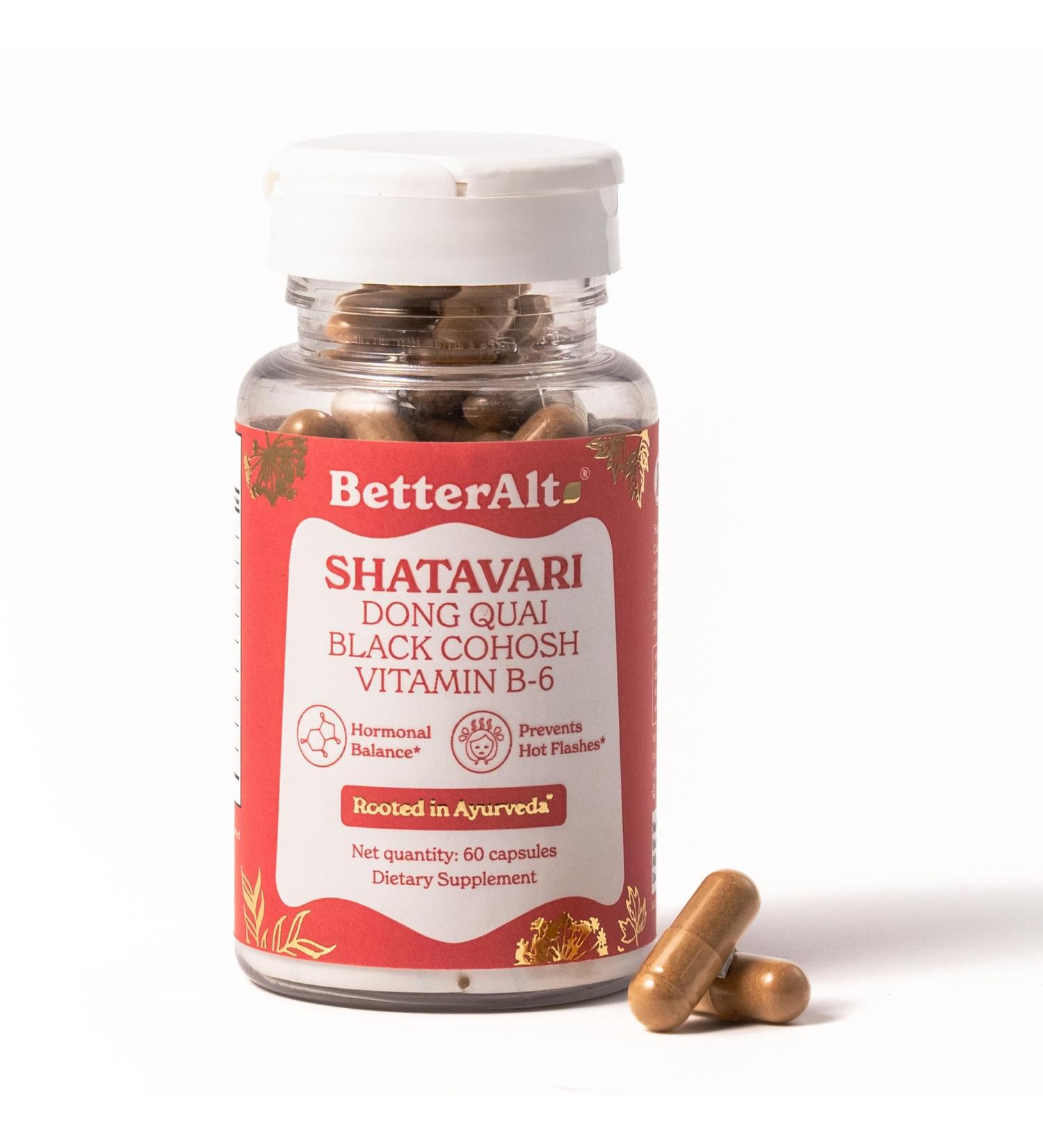 Better Alt Shatavari Capsules | with Dong Quai & Black Cohosh | Helps with Meno Support | Supplement for Women | 1-Month Pack - Buy Online on GoSupps.com