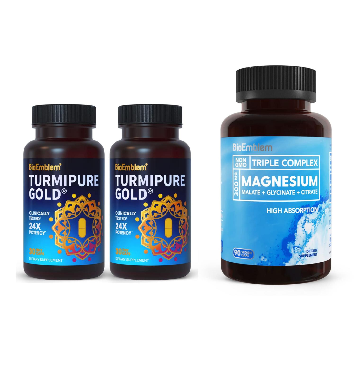 BioEmblem Turmeric Curcumin with Clinically Studied TurmiPure Triple Magnesium Complex - Buy Online on GoSupps.com