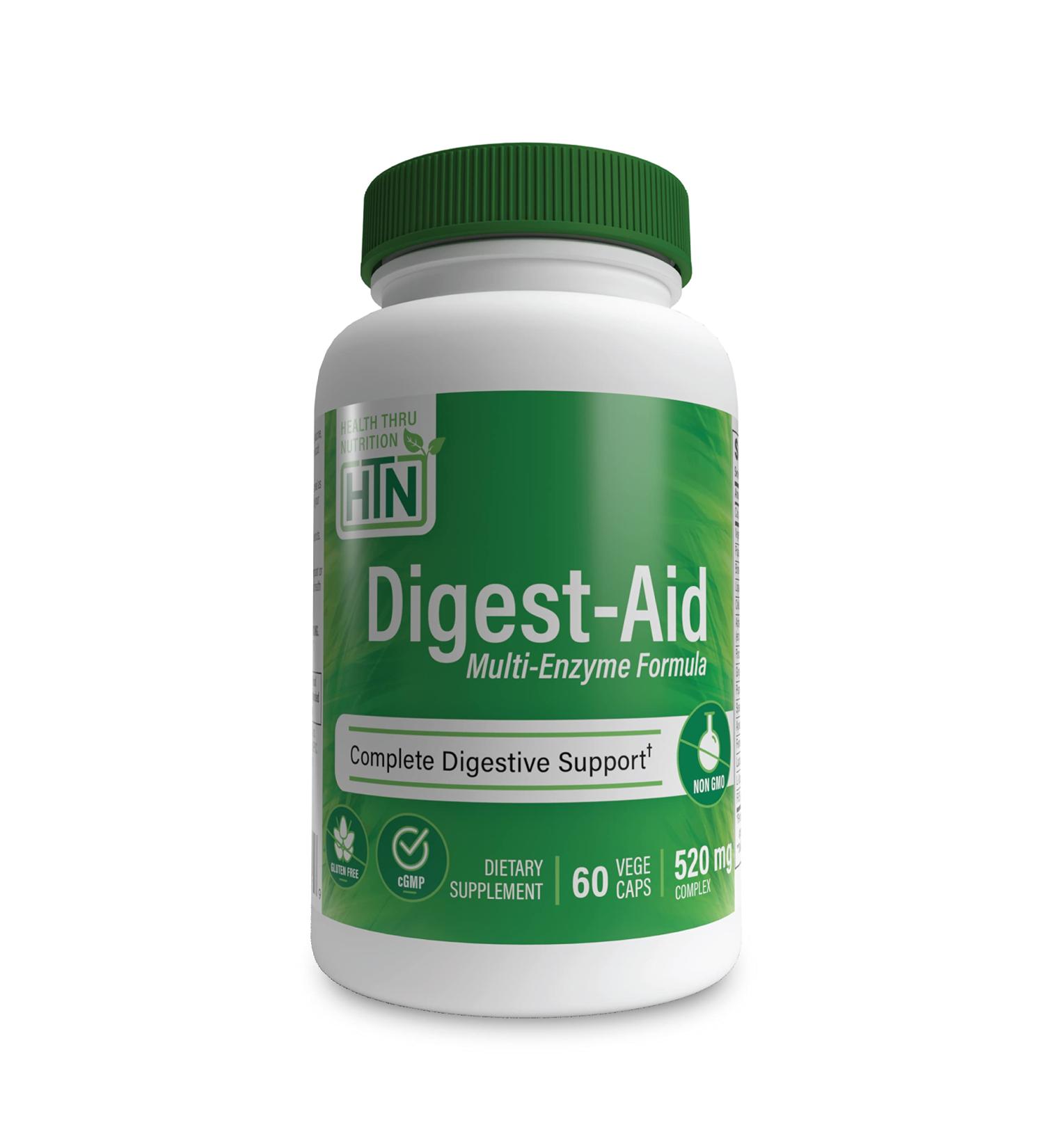 Digest-Aid | Complete Digestive Enzyme Formula with Pre and Probiotic | Digestion & Nutrient Absorption Support | Fast Acting Discomfort Relief | Non-GMO | by Health Thru Nutrition (Pack of 60) - Buy Online on GoSupps.com