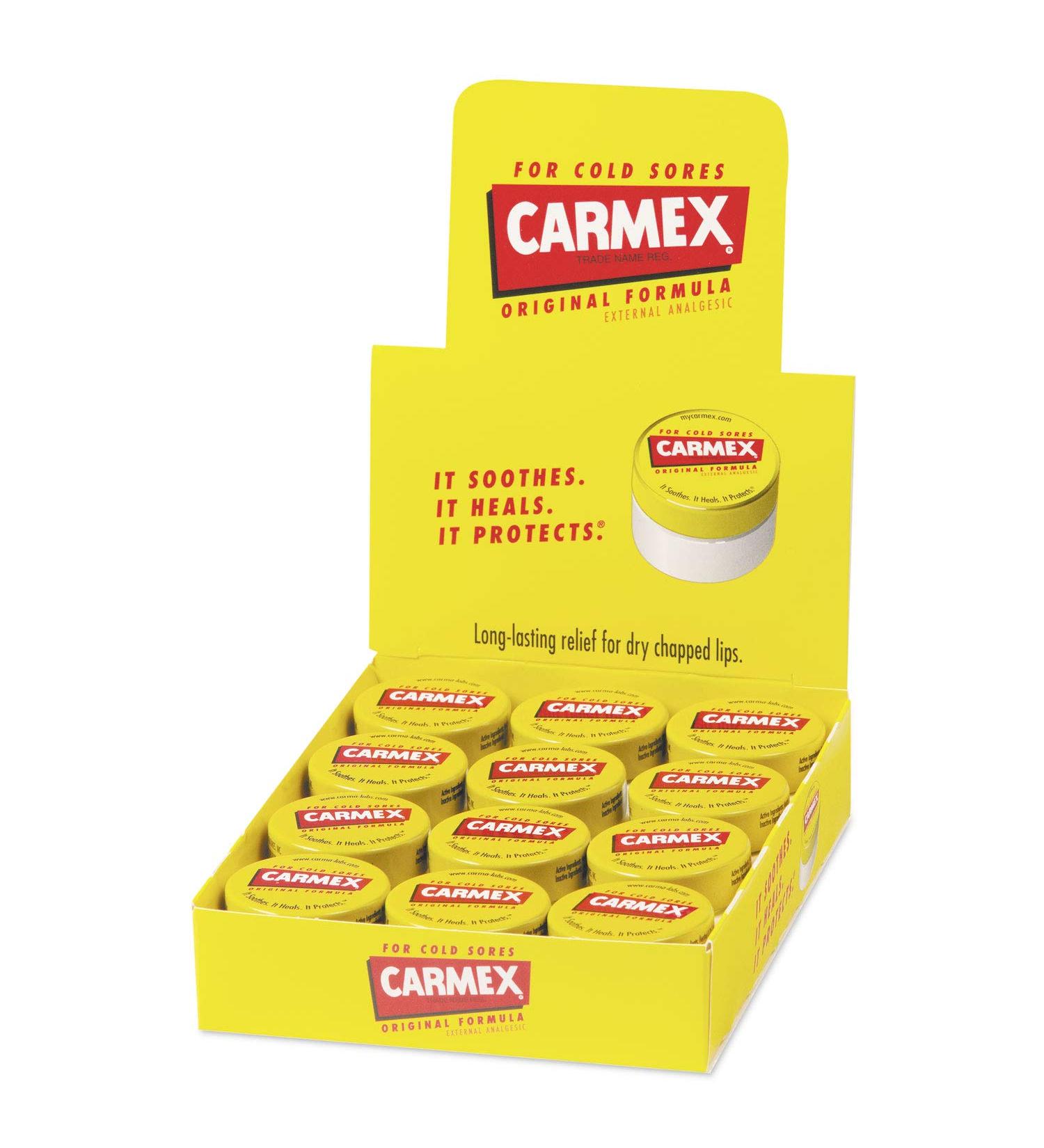 Carmex Moisturizing Lip Balm, Original Flavor, 0.25 oz Jar, 12/Box (LIL62458)