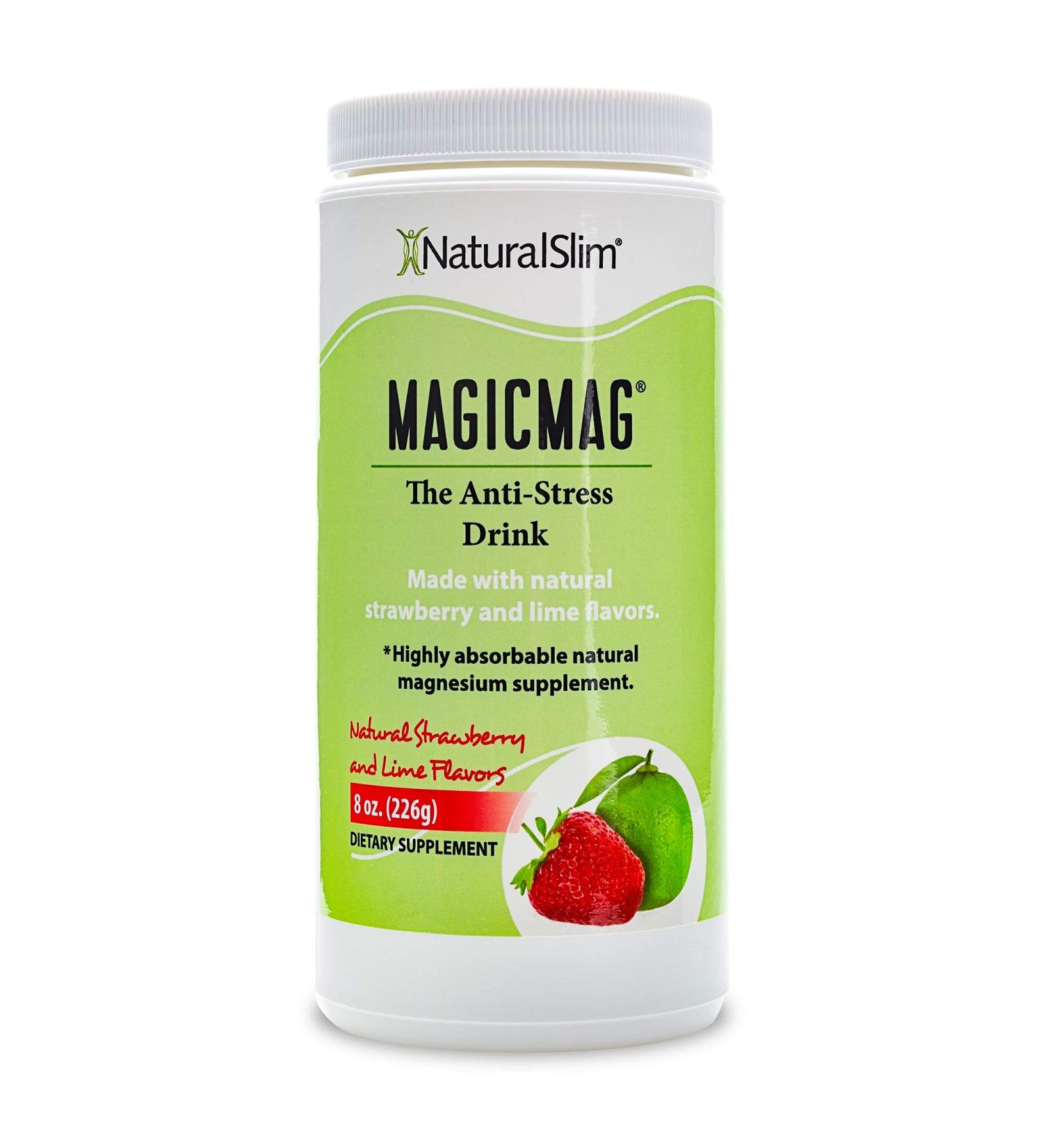 NaturalSlim Magicmag Pure Magnesium Citrate Powder | Stress, Constipation, Muscle, Heart Health, and Sleep Support | Natural Strawberry & Lime Flavored Magnesium Supplement - 8oz Drink Mix - Buy Online on GoSupps.com