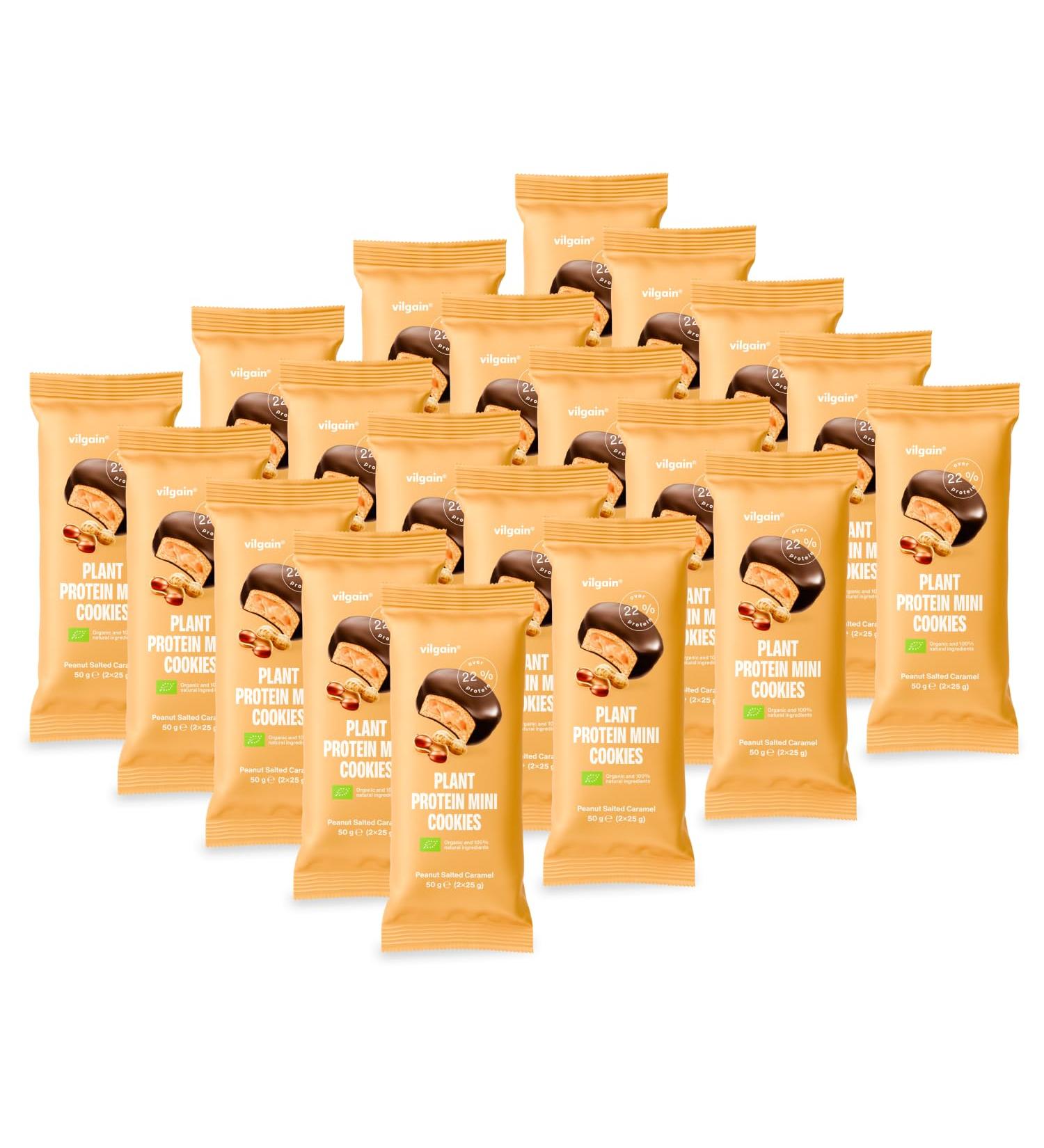  Vilgain Vilgain Plant Protein Mini Cookies 12-Pack | 22% Plant Protein Vegan Non-GMO Super Soft Texture and Chocolate Coating 12 x 50g Salted Caramel Peanut - Buy Online on GoSupps.com
