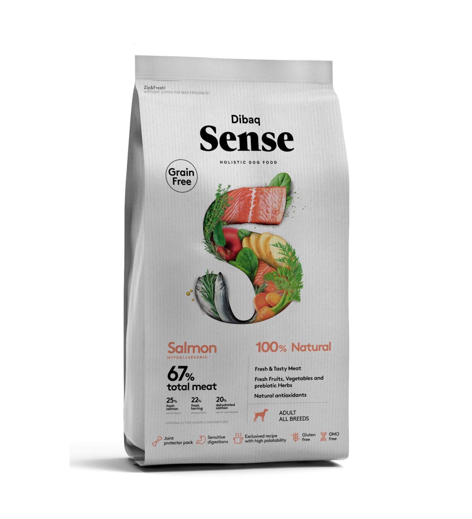 Dibaq Sense Grain Free: Salmon kibble for adult dogs. 100% natural and grain-free. 12 kg. - Buy Online on GoSupps.com