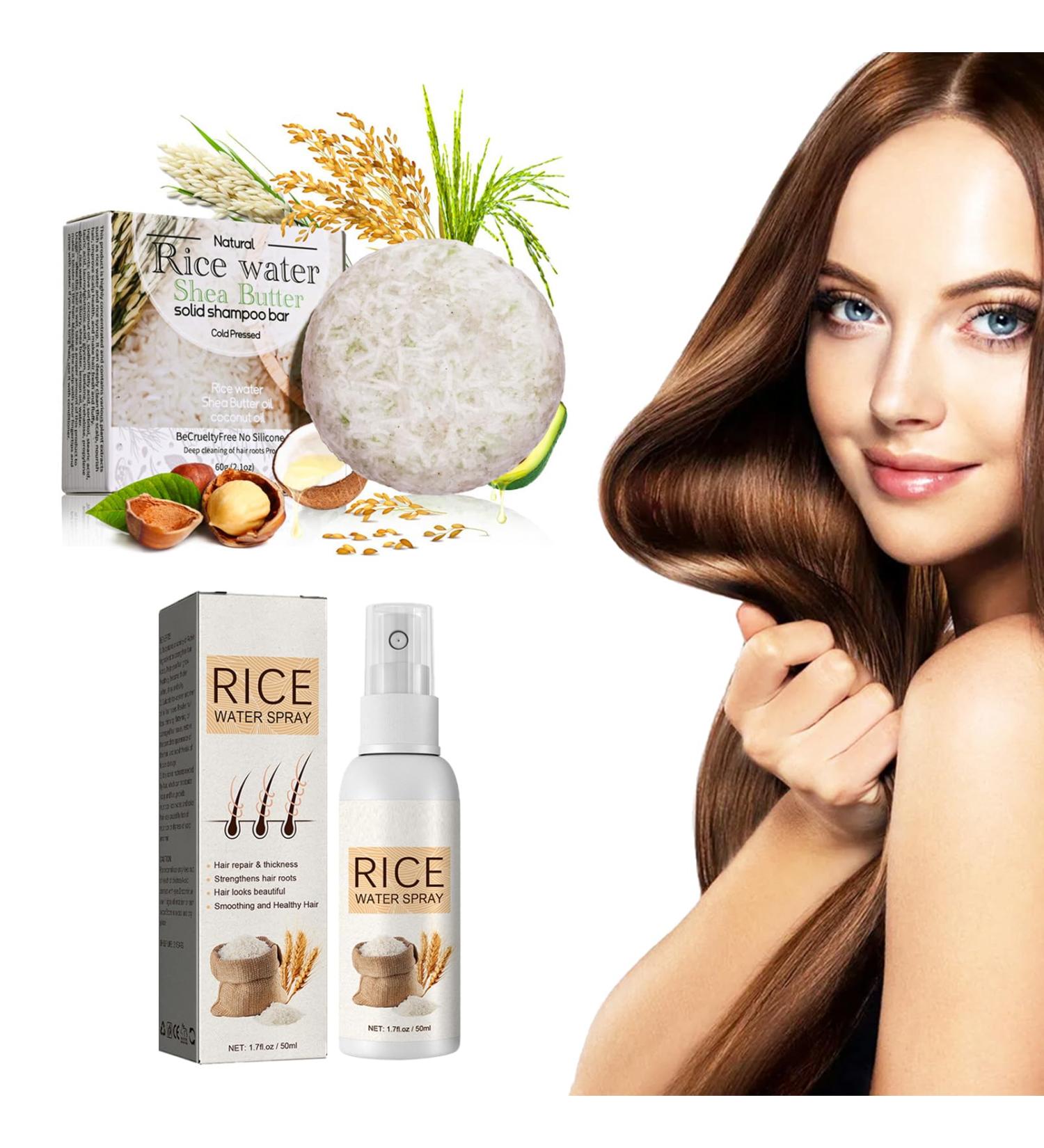 Rice Water for Hair Growth Rice Hair Care Set with Rice Water Shampoo Bar and Rice Water Spray Shampoo Soap for Hair Growth Nourishing Volumizing & Strengthening - Buy Online on GoSupps.com