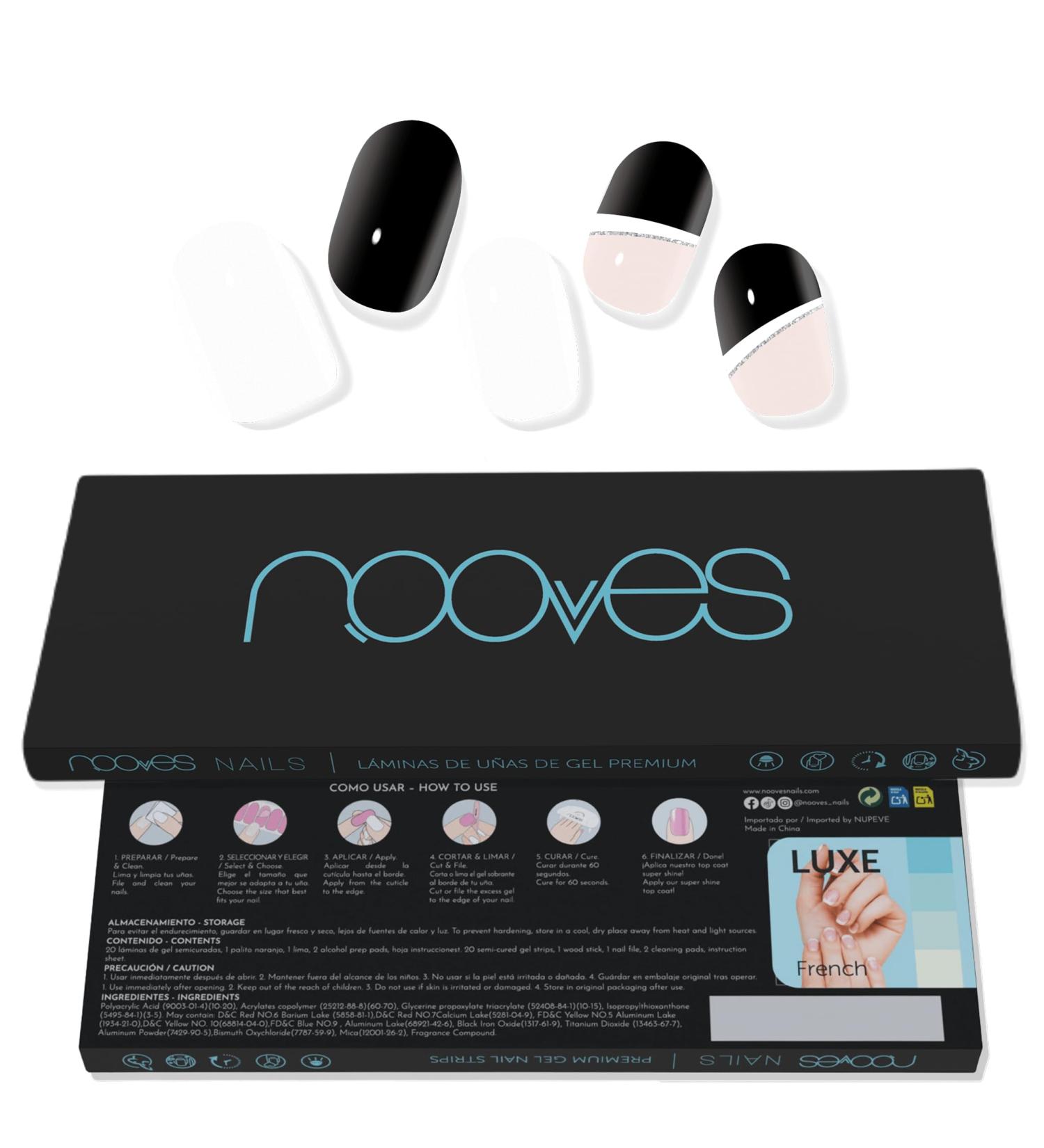  NOOVES NOOVES - 20 x Nail Gel Sheets | Dressy Occasion Art Design 20 Pieces Premium Semi-Cured Gel Nails Nail Stickers 1 Nail File and 1 Orange Stick Vegan - Buy Online on GoSupps.com