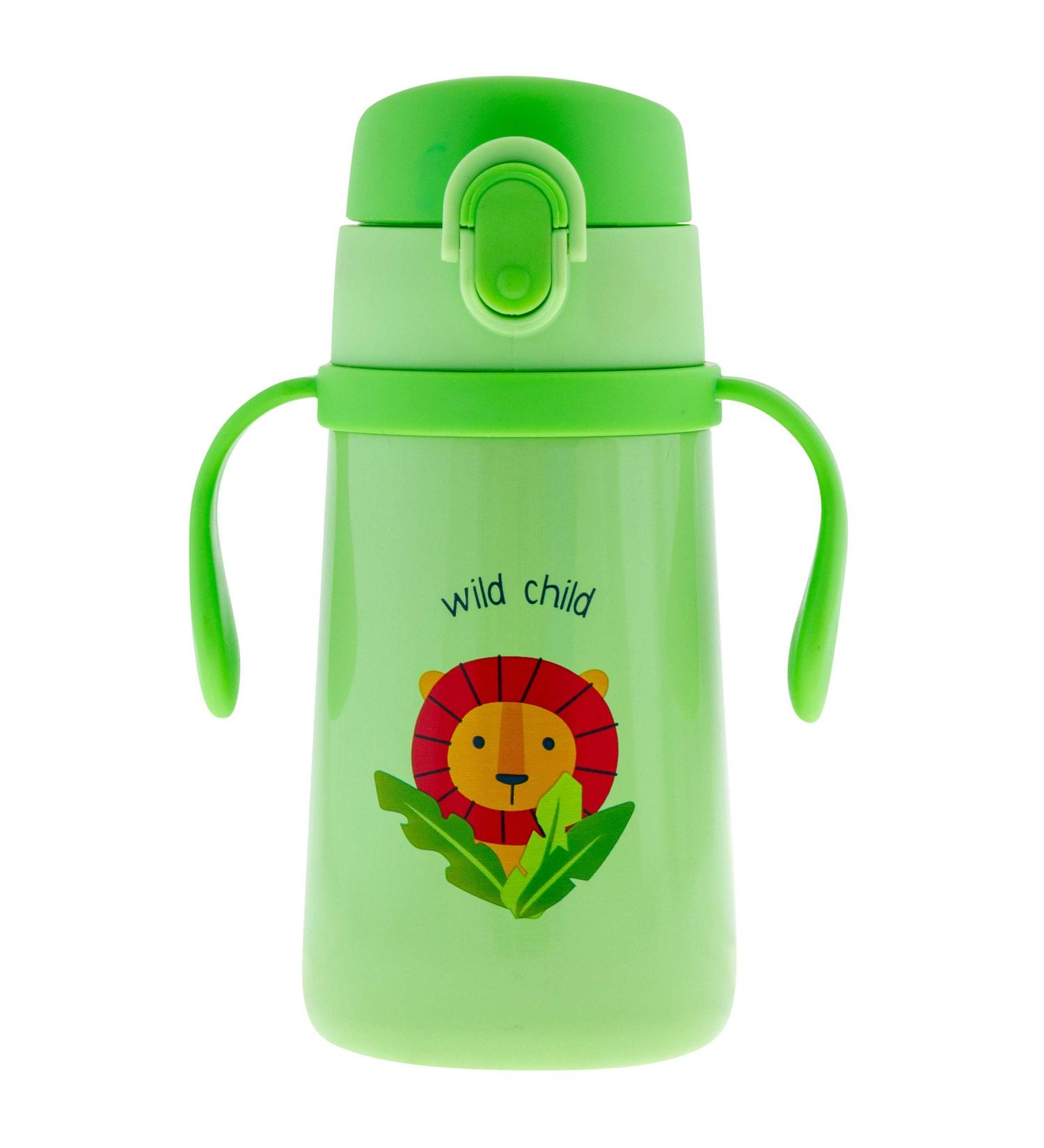 Stephen Joseph Stainless Steel Double Wall Training Cup with Handles and Weighted Straw - Zoo Design - 1 Count - Buy Online on GoSupps.com